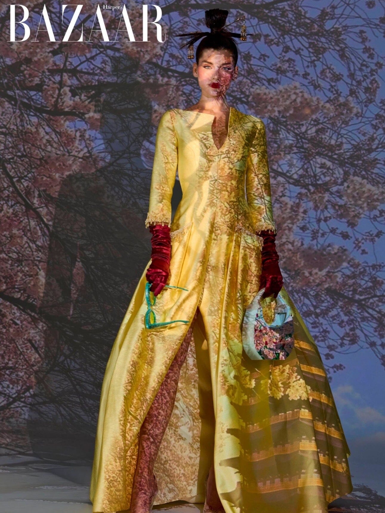 Blumera Poppies Hand-Carved, Hand-Painted Tote featured in Harper's Bazaar