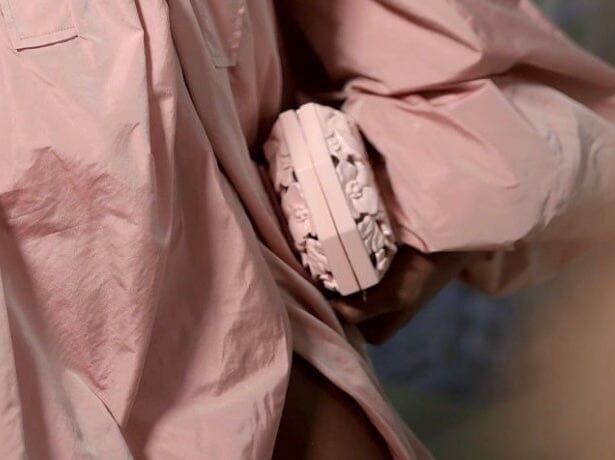 Angel Reeese carries Blumera Poppies Hand-carved Wood Clutch in Blush to the Met Gala 2026