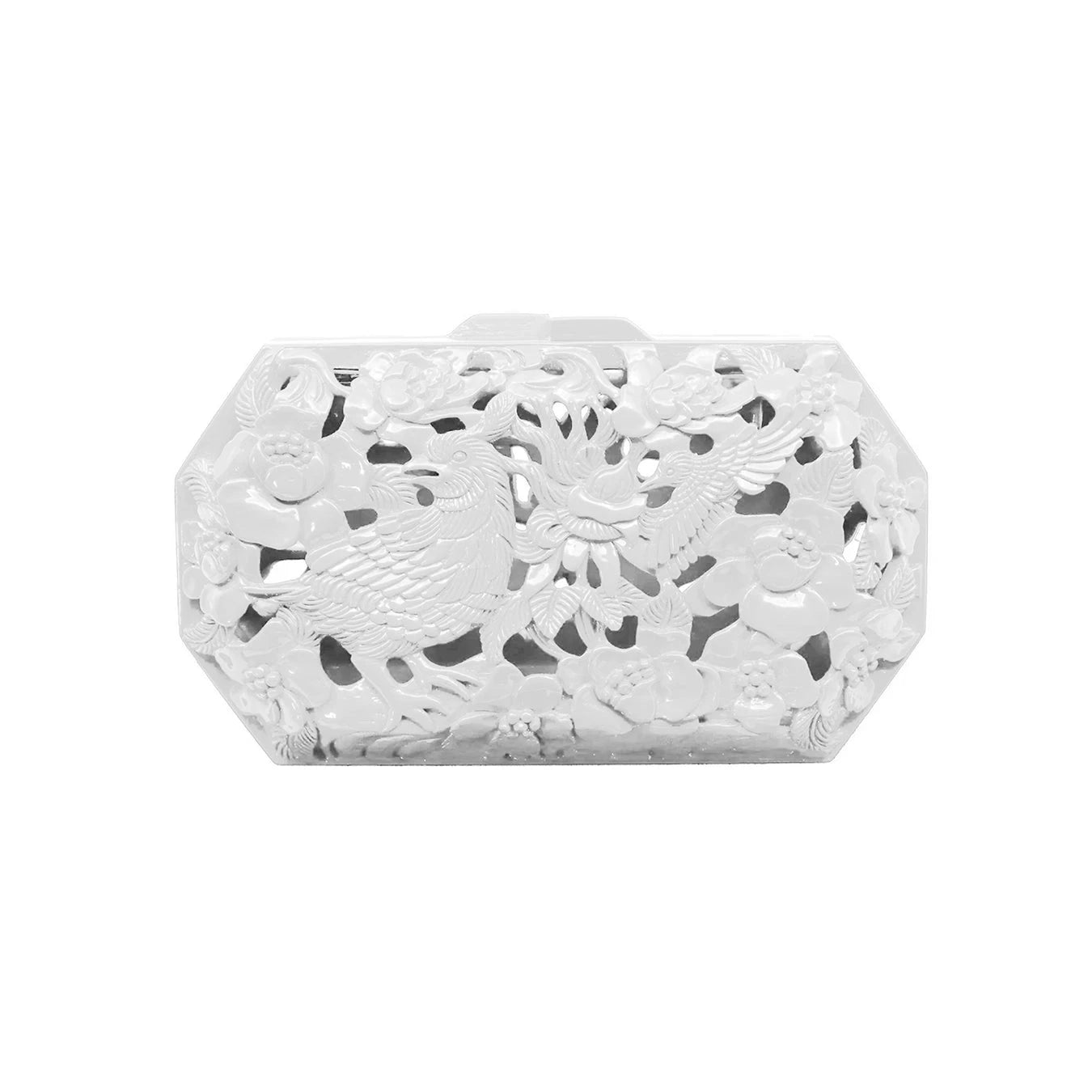Conference of the Birds Clutch in Lacquered White Blumera