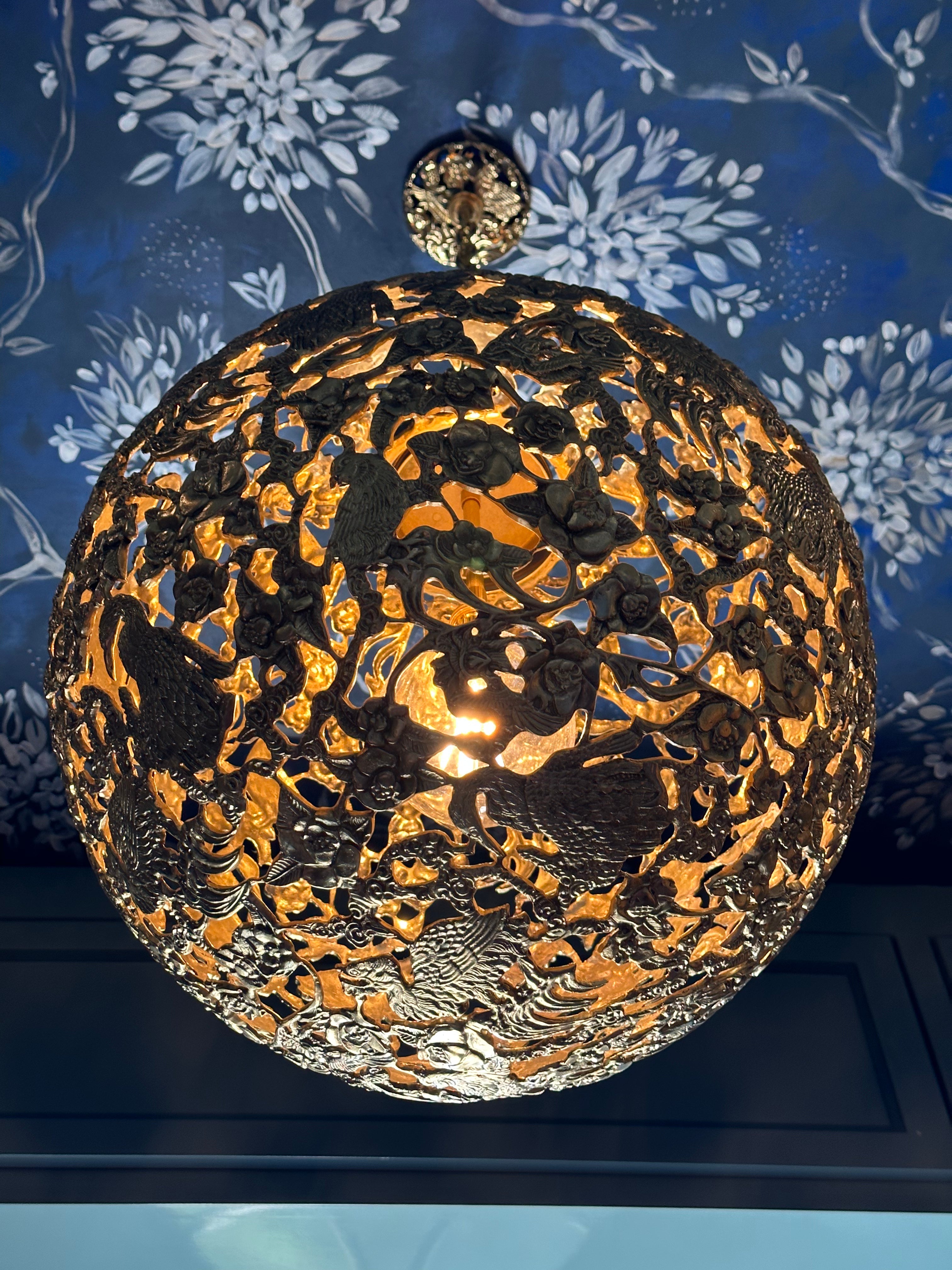 Conference of the Birds Globe Chandeliers in Solid Brass Blumera