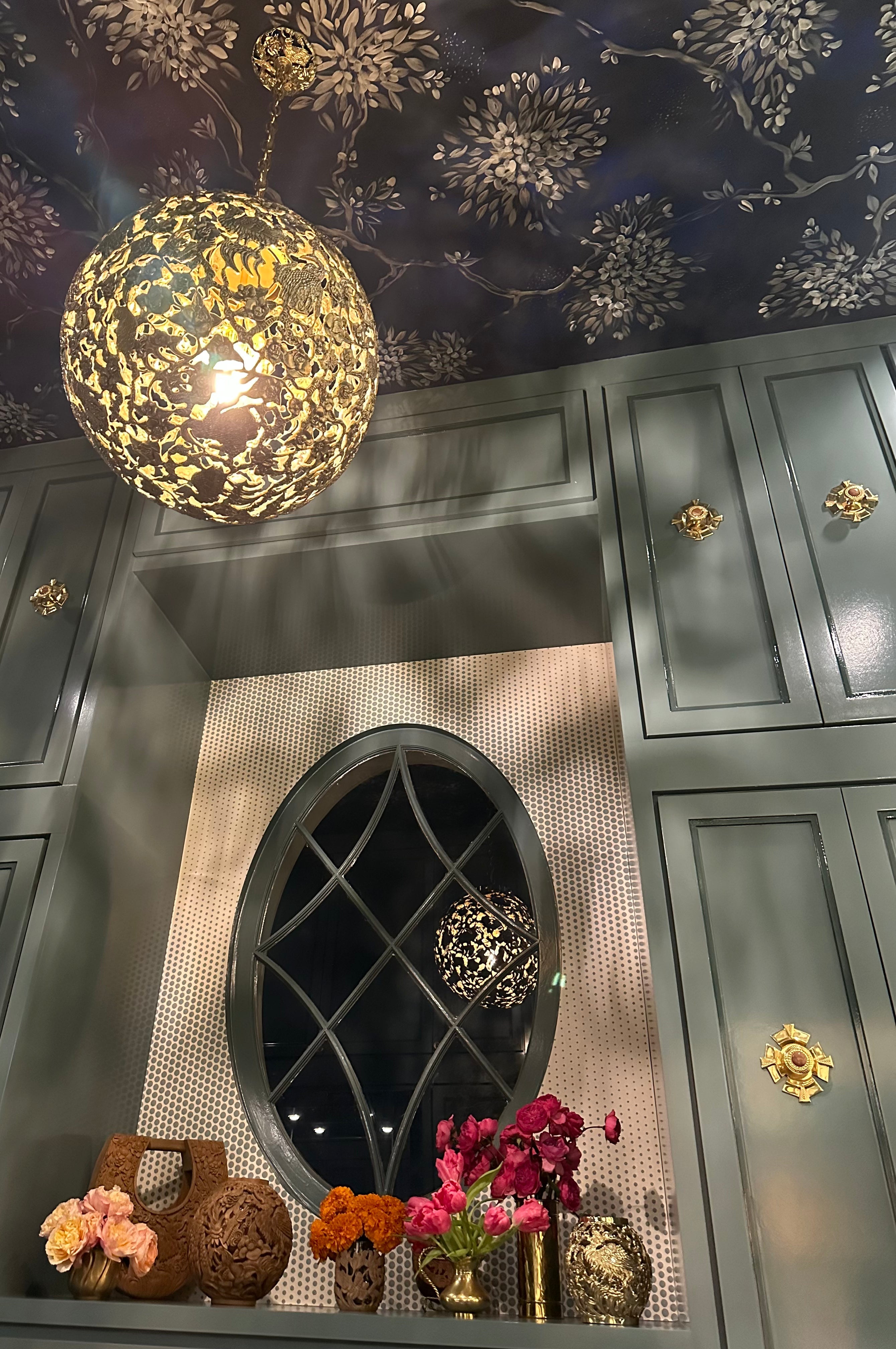 Conference of the Birds Globe Chandeliers in Solid Brass Blumera