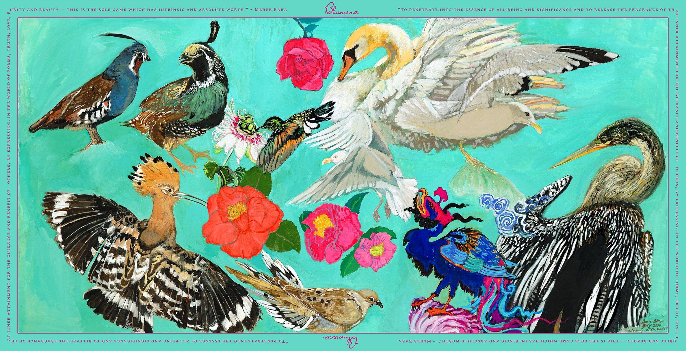 Conference of the Birds Silk Scarf scarf Blumera