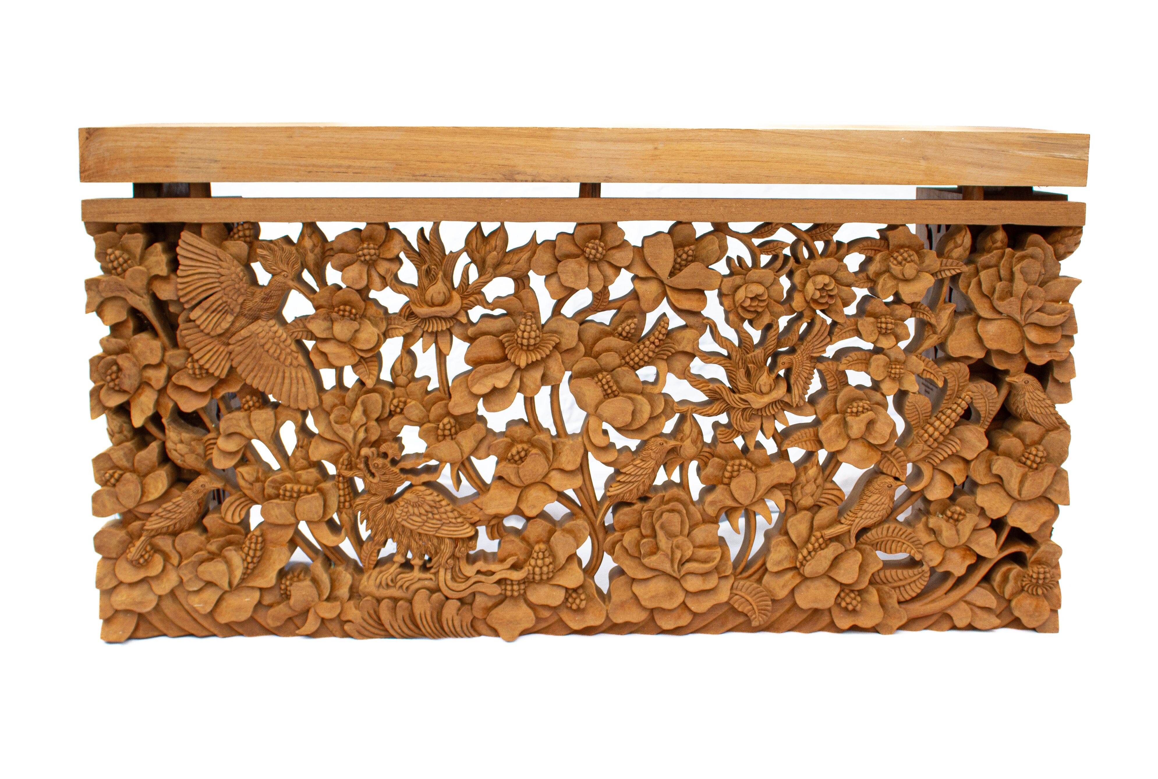 Eternal Blossom Hand-Carved Side Table | Prayer Altar | Console Table Blumera