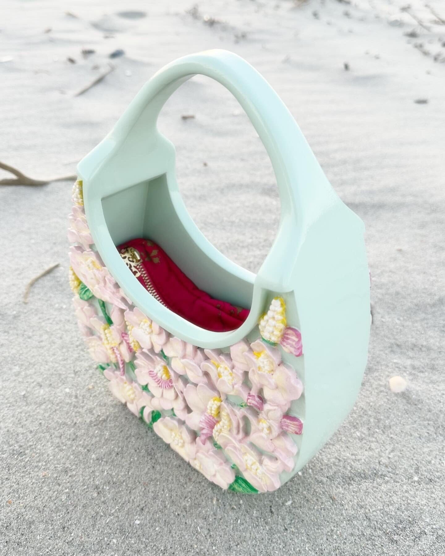 Hand-Carved Poppies Tote - Lacquered Clutch Blumera