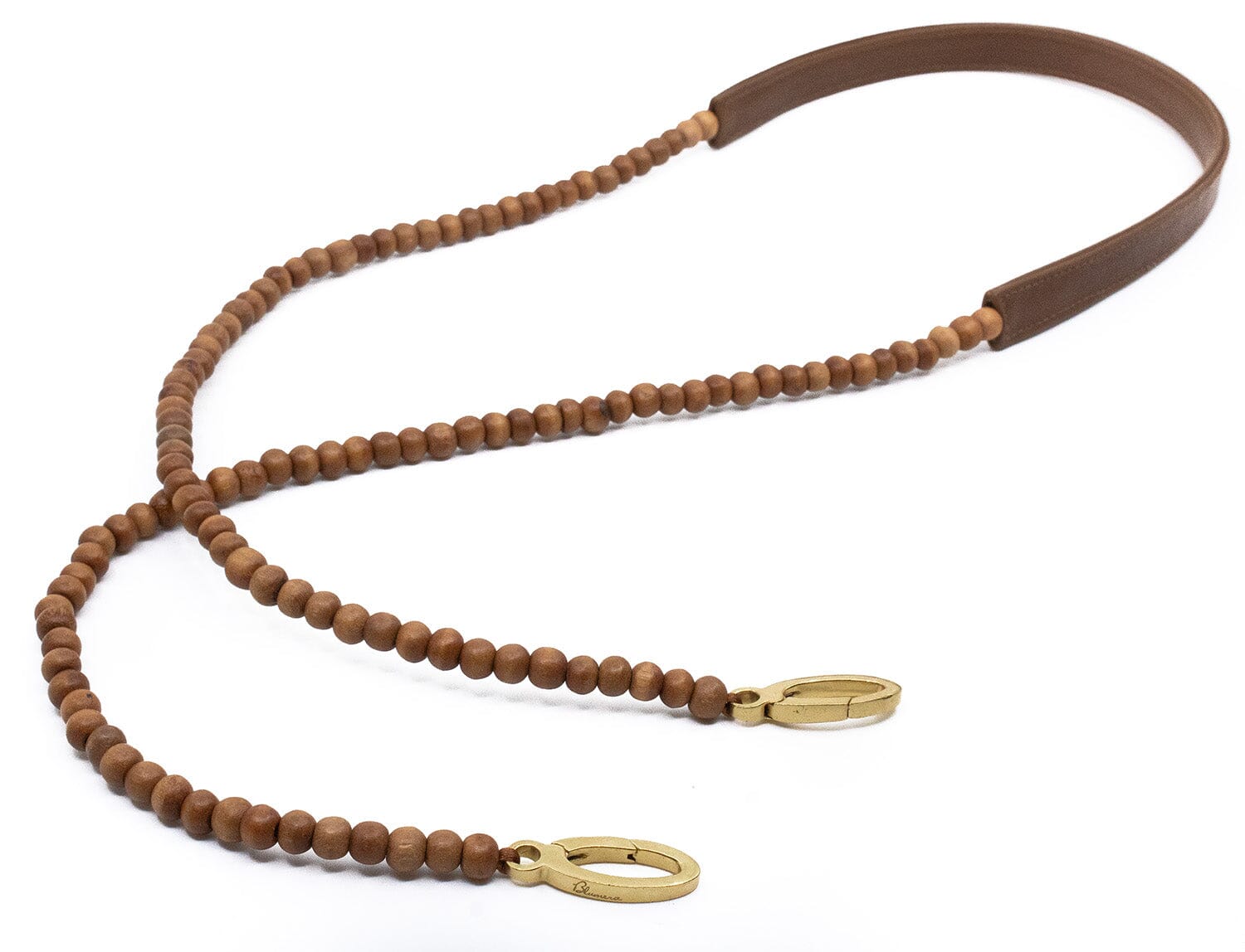 Hand-Crafted Wood Beaded and Leather Shoulder Strap Blumera