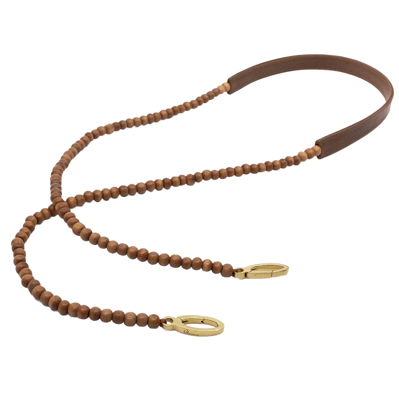 Hand-Crafted Wood Beaded and Leather Shoulder Strap Blumera