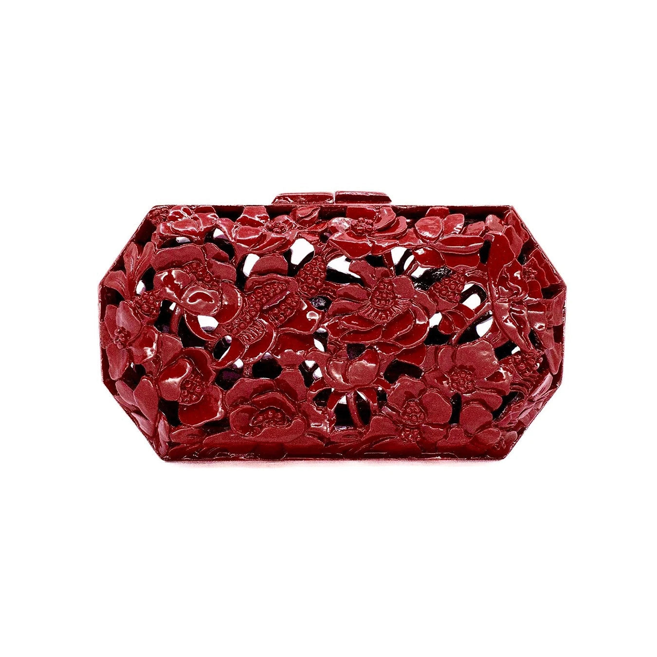 Poppies Clutch in Lacquered Burgundy Blumera