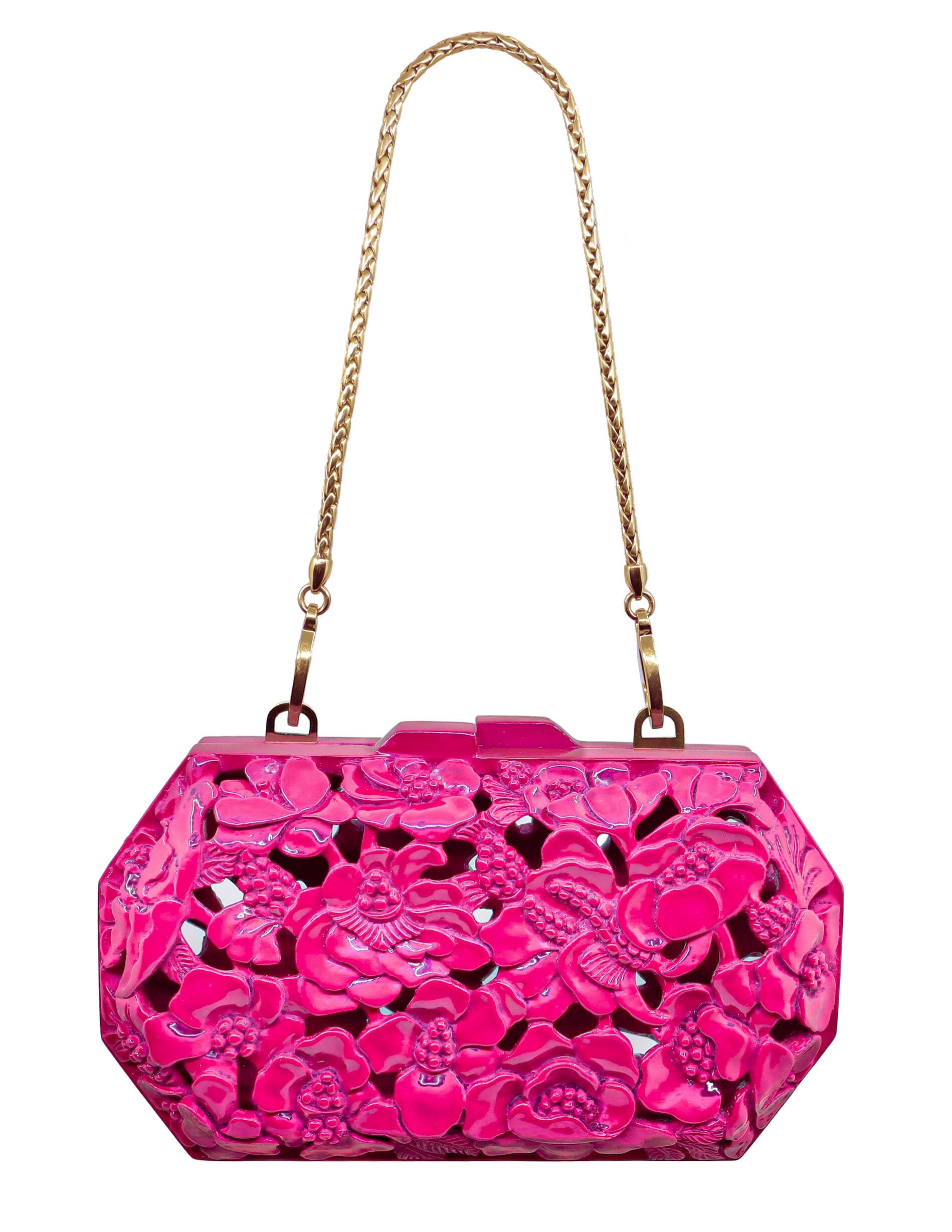 Poppies Clutch in Lacquered Magenta Blumera