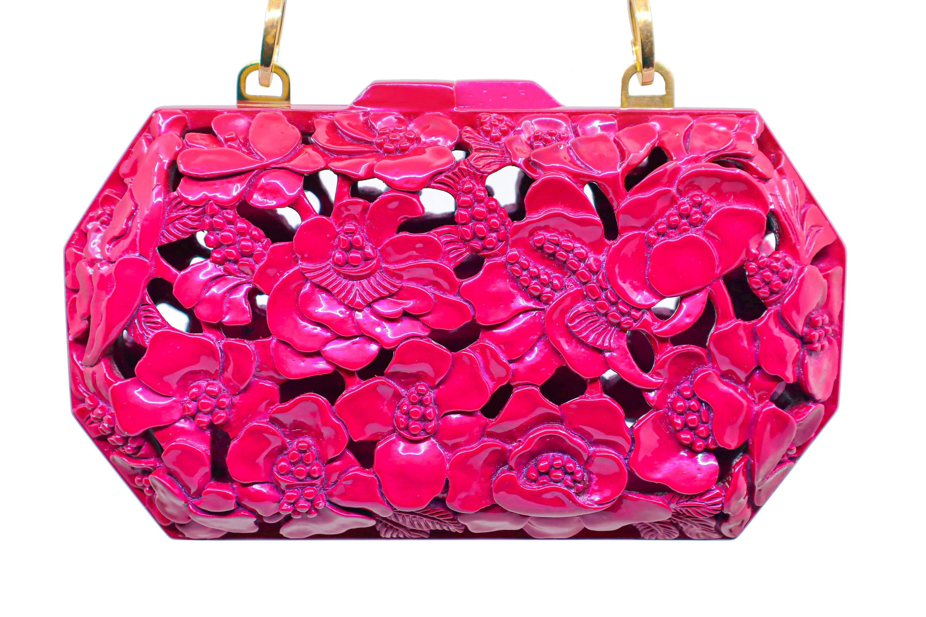 Poppies Clutch in Lacquered Magenta Blumera