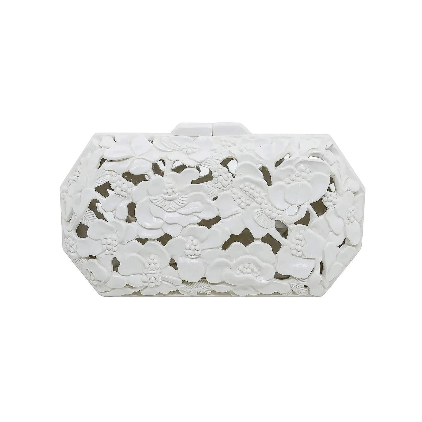 Poppies Clutch in Lacquered White Blumera