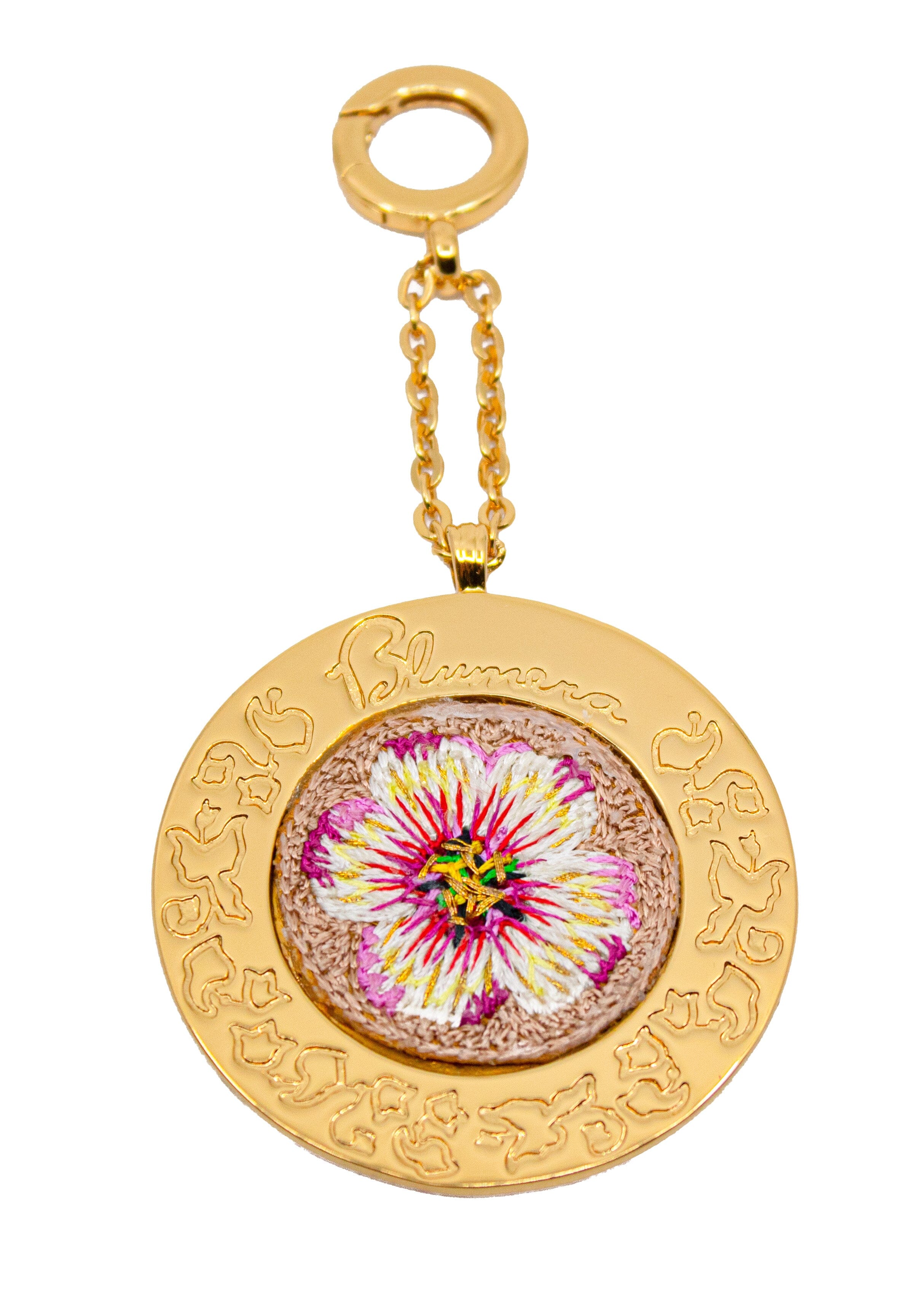 Poppies! Large Hand-Embroidered Medallion - Yellow Blumera Beige