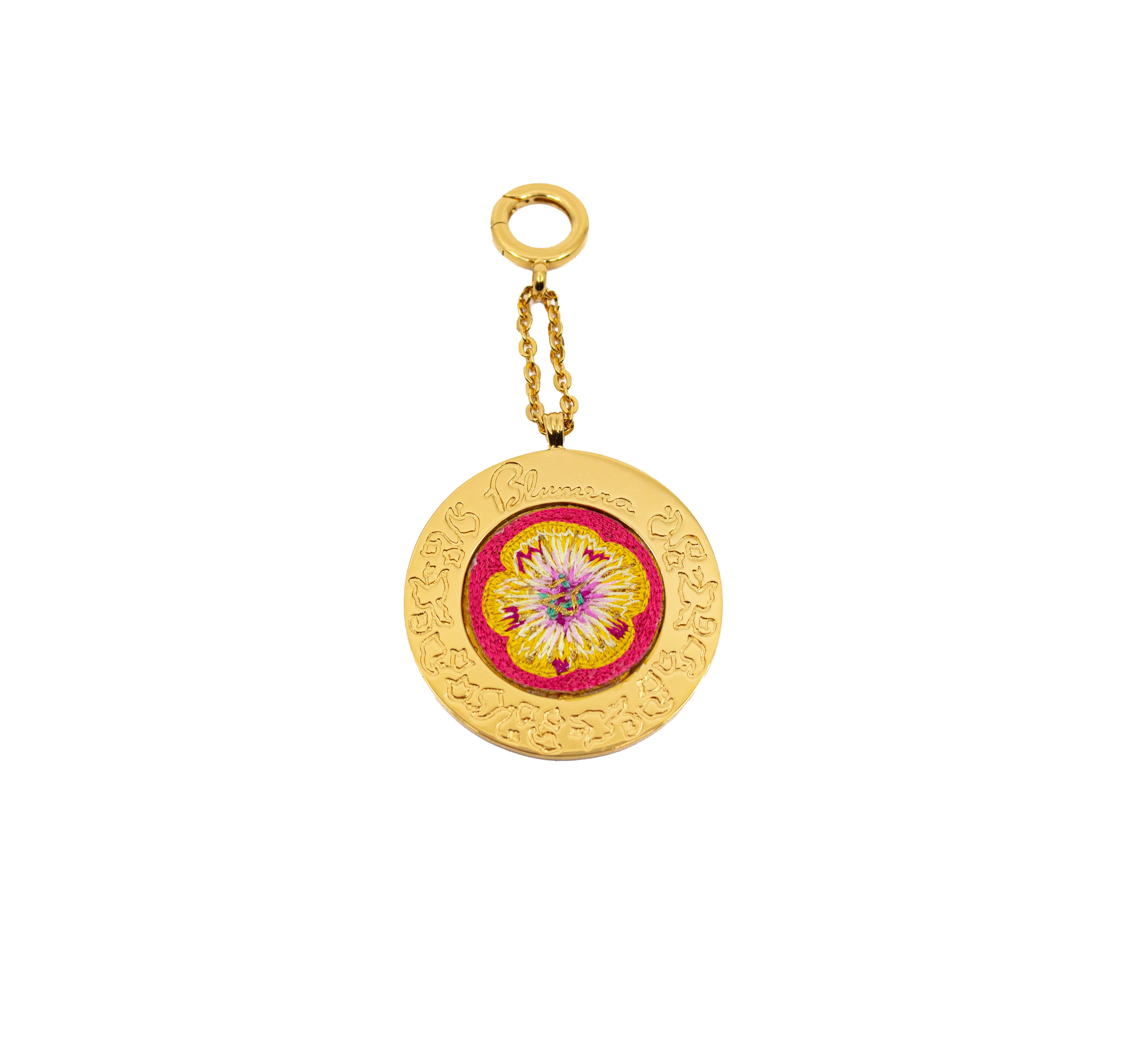 Poppies! Mini Hand-Embroidered Medallion Blumera Magenta