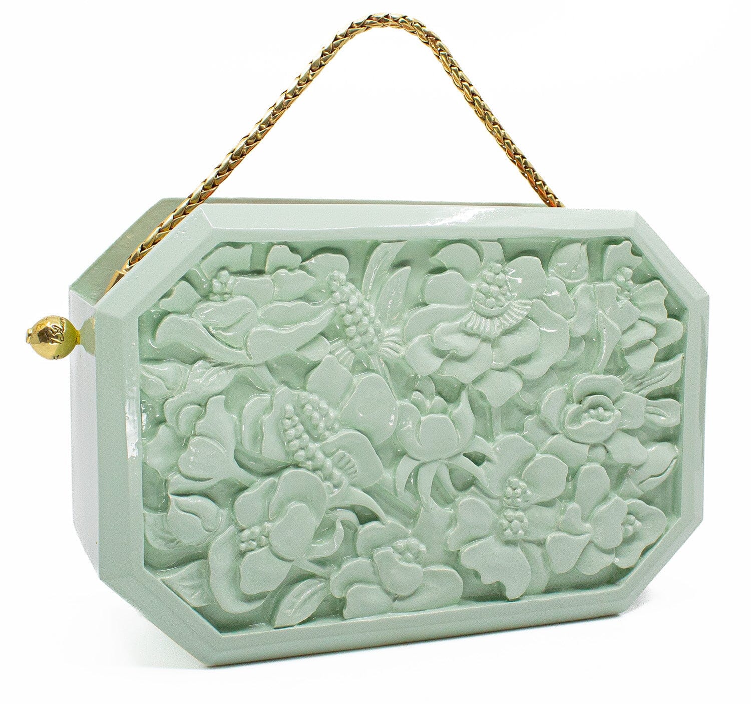 Poppies Octagon Clutch in Lacquered Mint Blumera 
