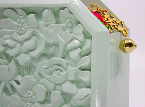 Poppies Octagon Clutch in Lacquered Mint Blumera 