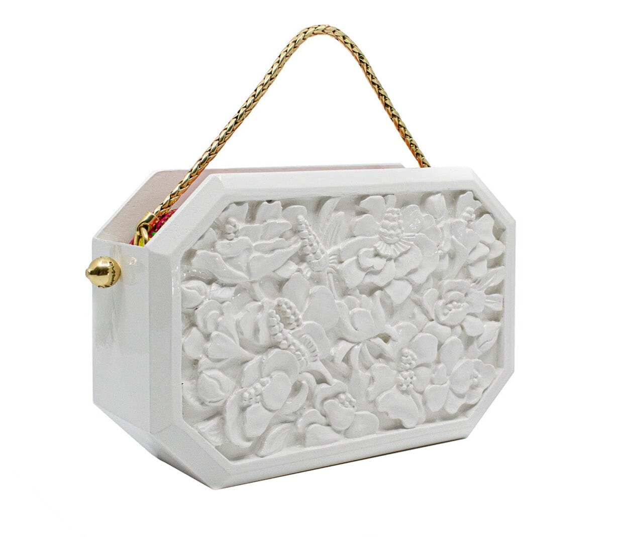 Poppies Octagon Clutch in Lacquered Snow White Blumera