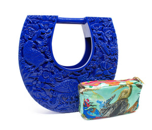Simurgh's Kingdom Large Ushape Bag Open Top in Lacquered Royal Blue Bag Blumera 