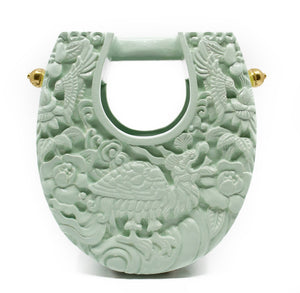 Ushape Hand-Carved Lacquered Conference of the Birds in Mint Blumera 