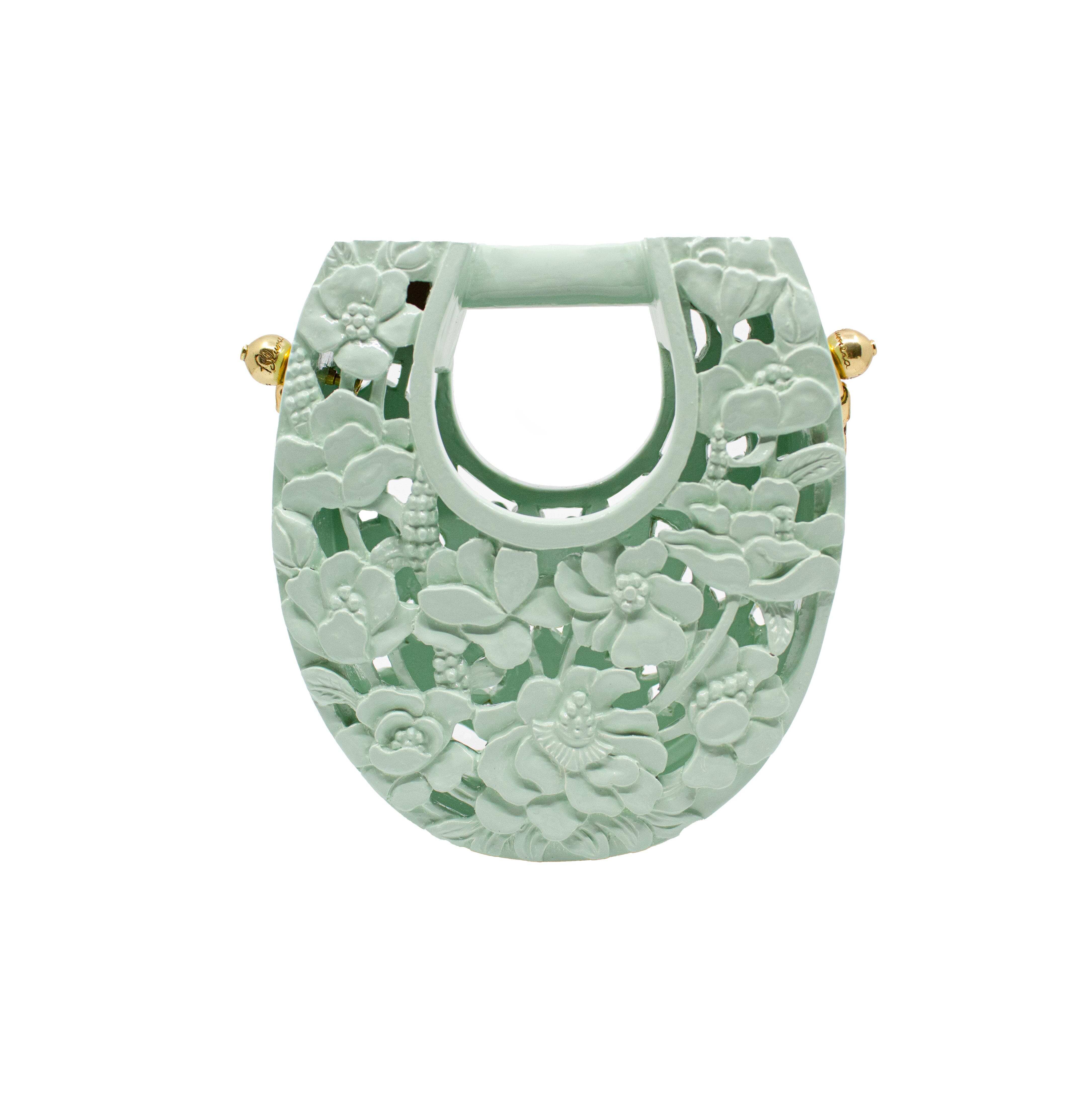 Ushape Hand-Carved Lacquered Poppies in Mint Blumera