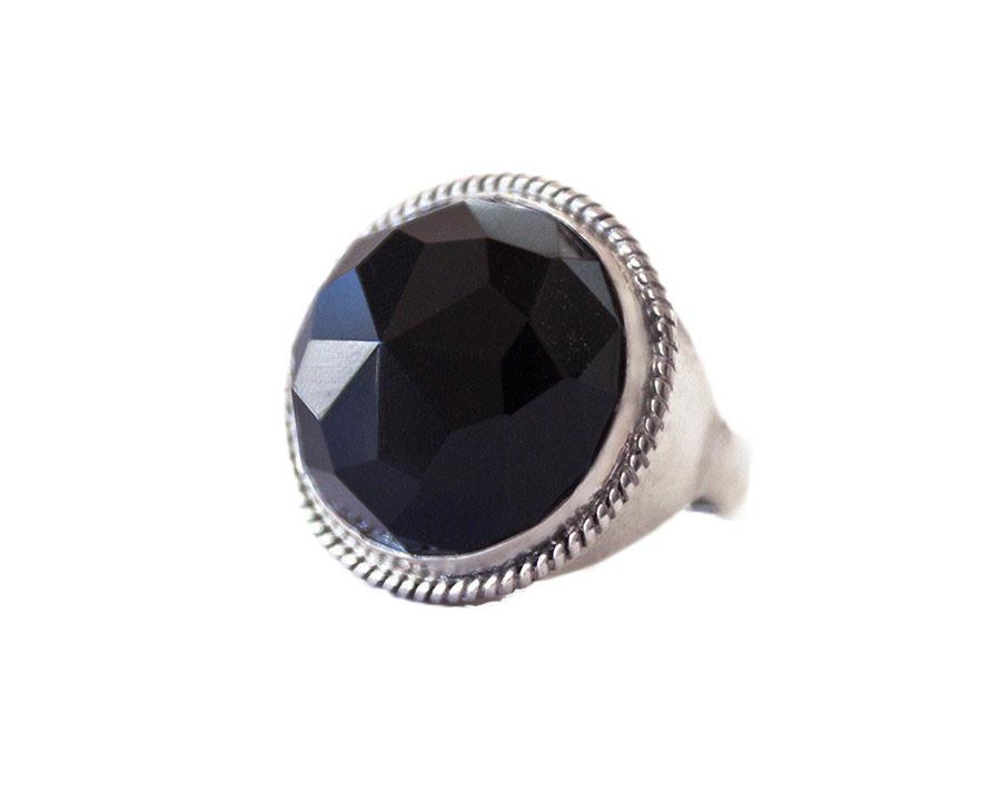 Black Onyx Hexi Braided Ring - Blumera