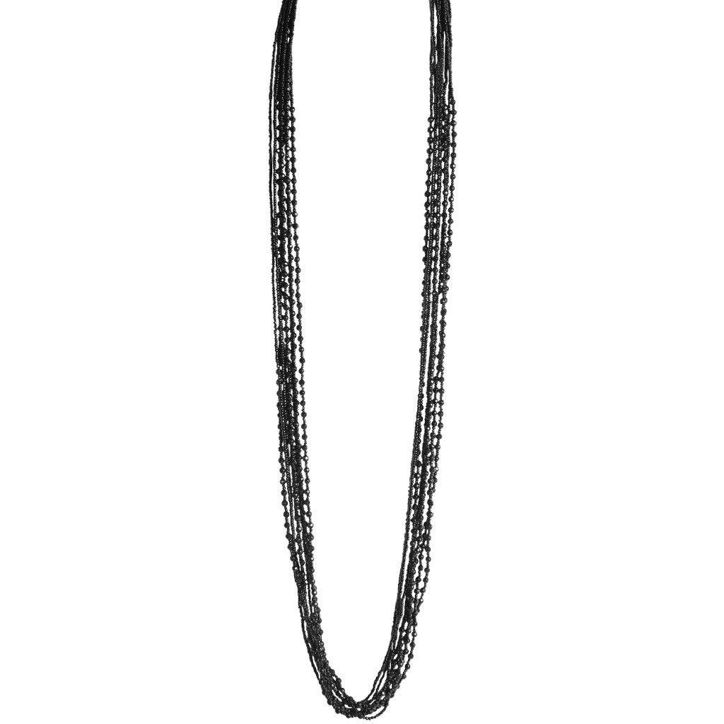 Black Onyx Stone Beaded Necklace - Blumera