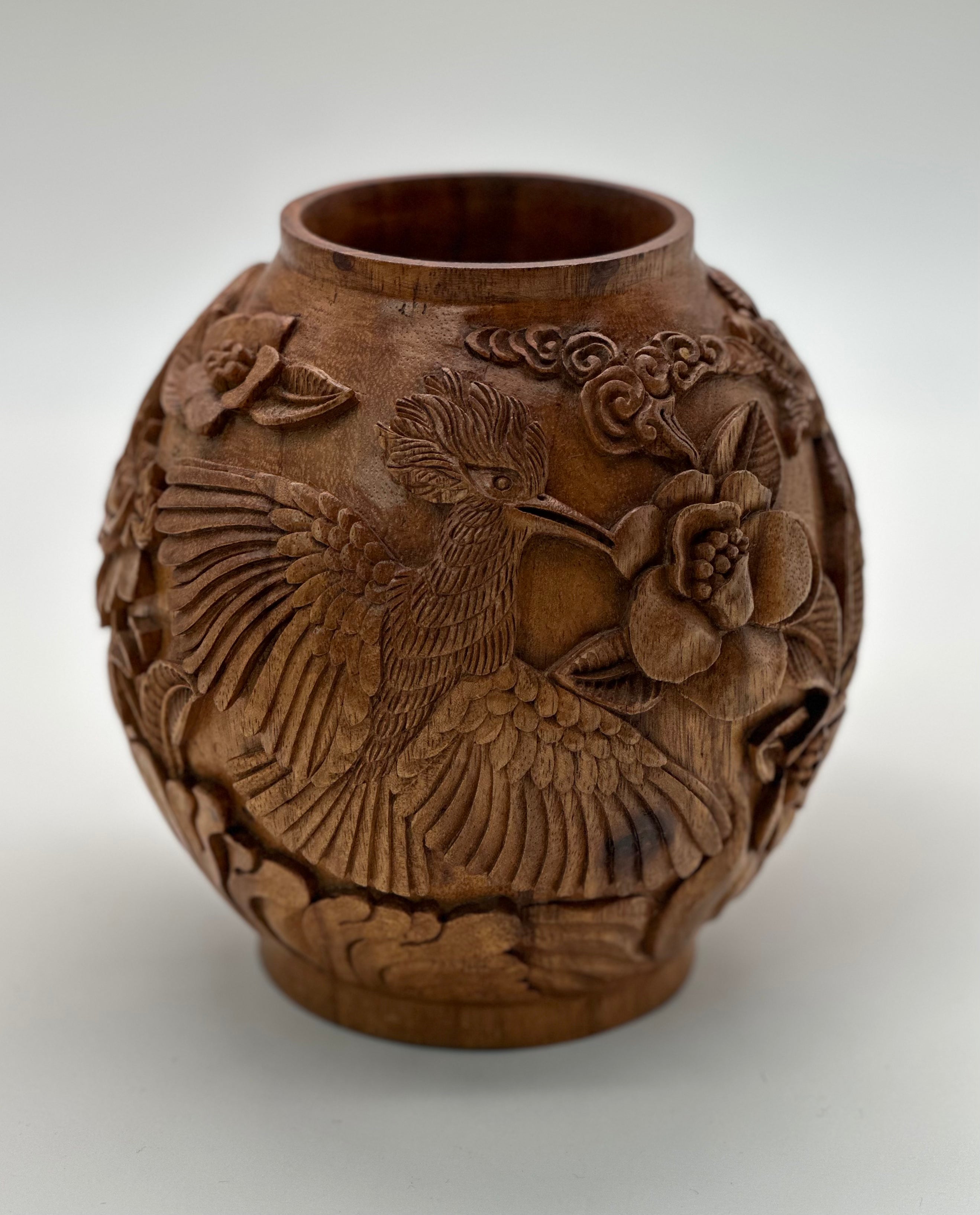 Conference of the Birds Wood Carved Vases Wood Blumera 17 cm