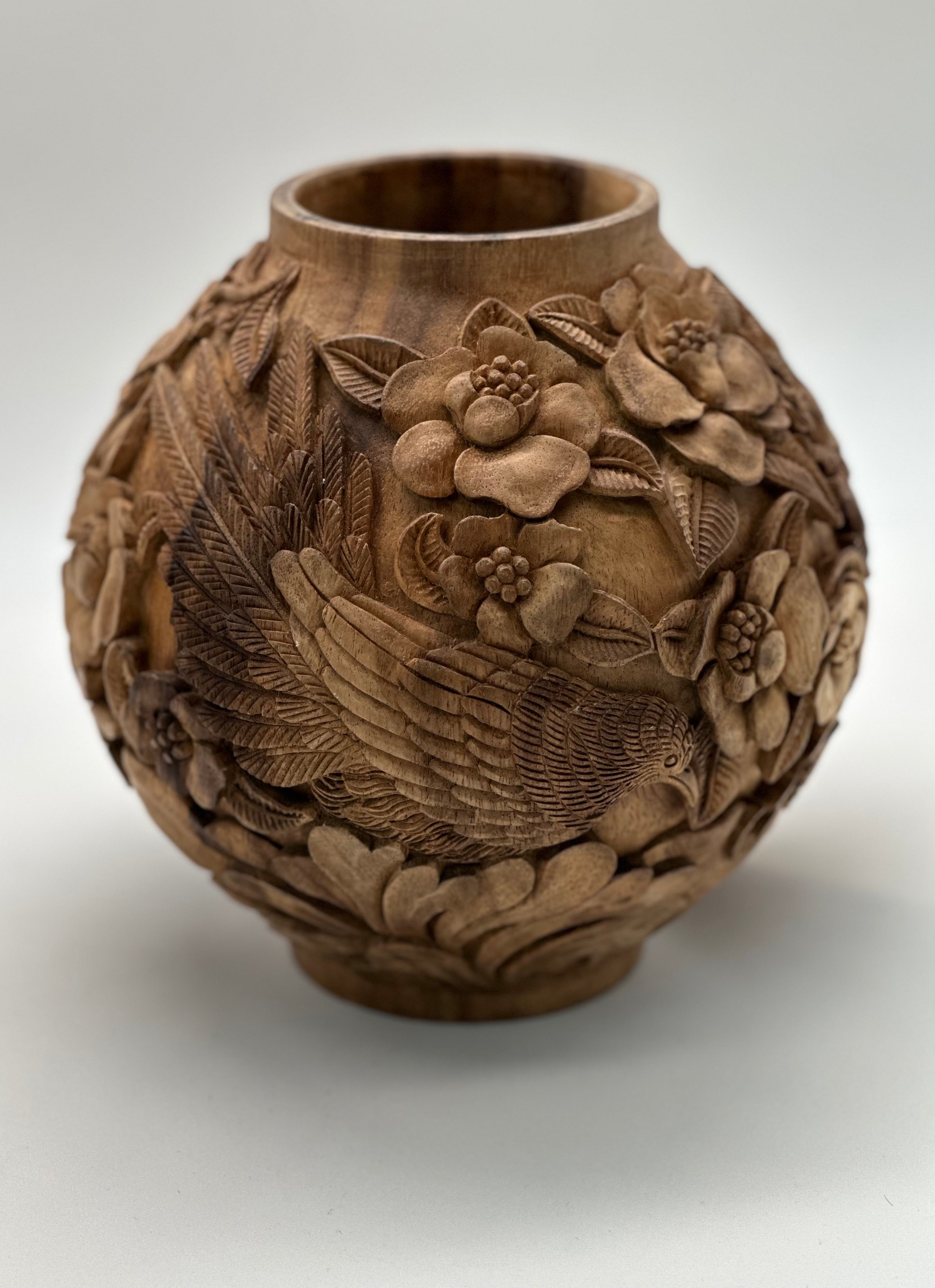 Conference of the Birds Wood Carved Vases Wood Blumera 23 cm