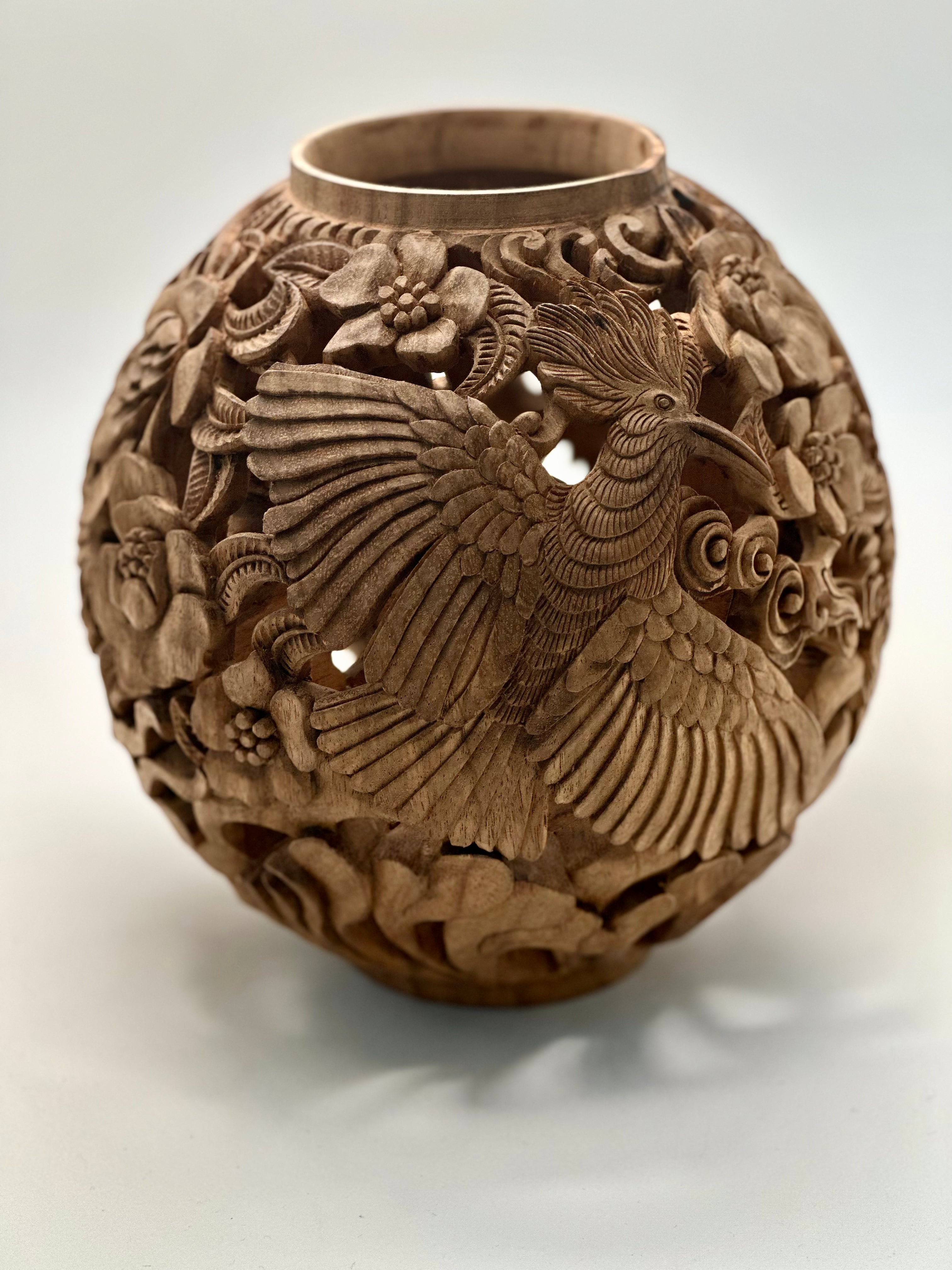 Conference of the Birds Wood Carved Vases Wood Blumera