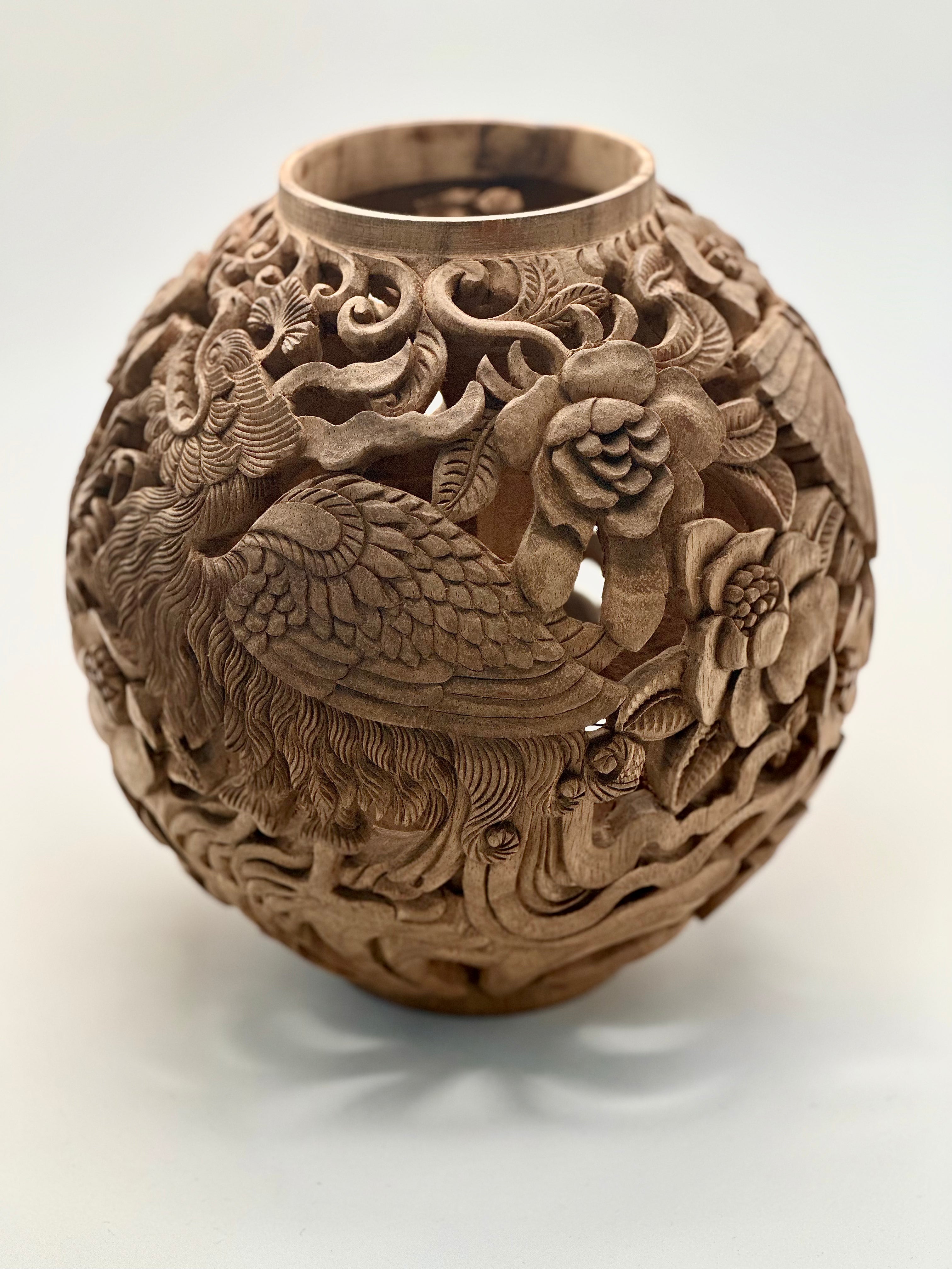 Conference of the Birds Wood Carved Vases Wood Blumera