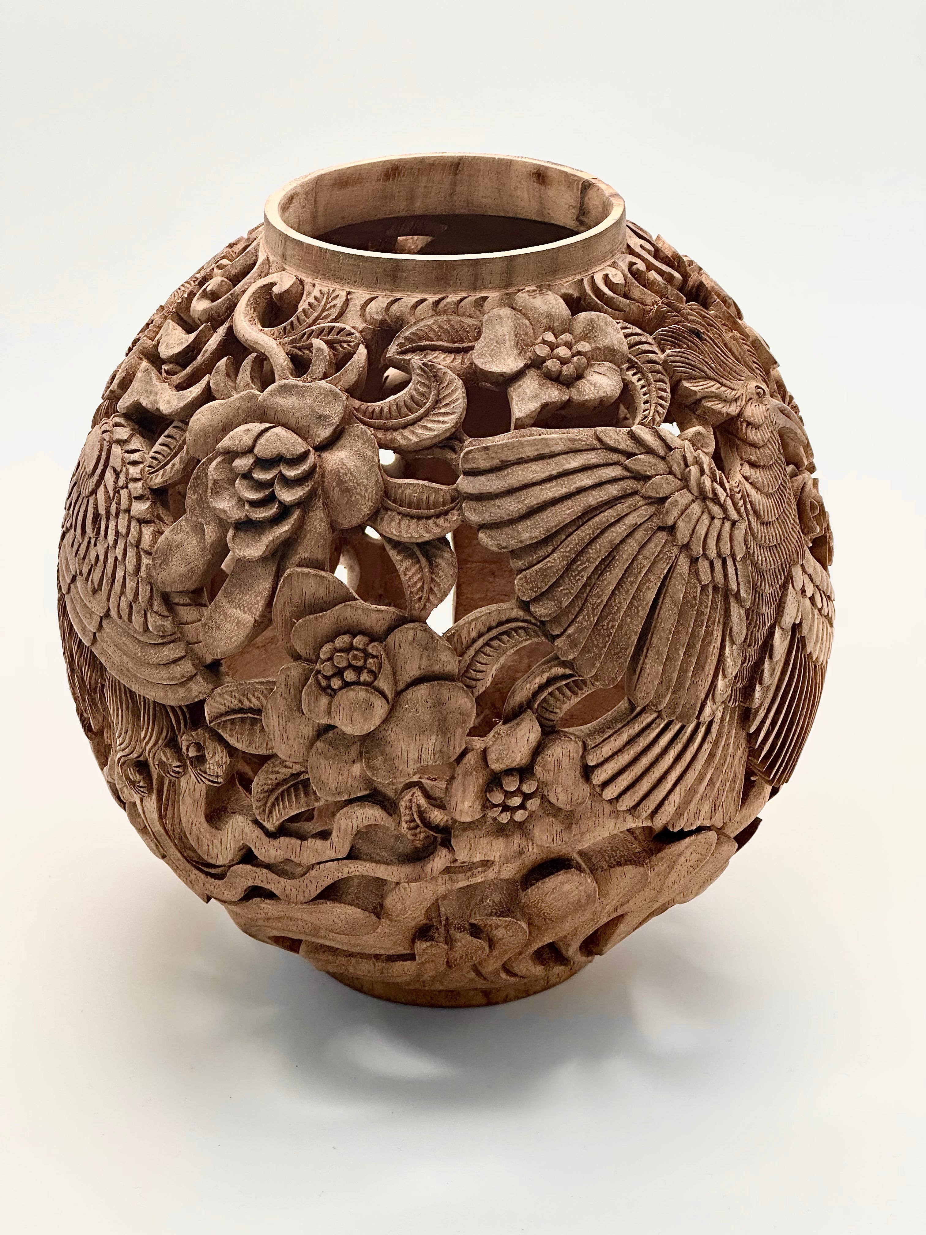Conference of the Birds Wood Carved Vases Wood Blumera