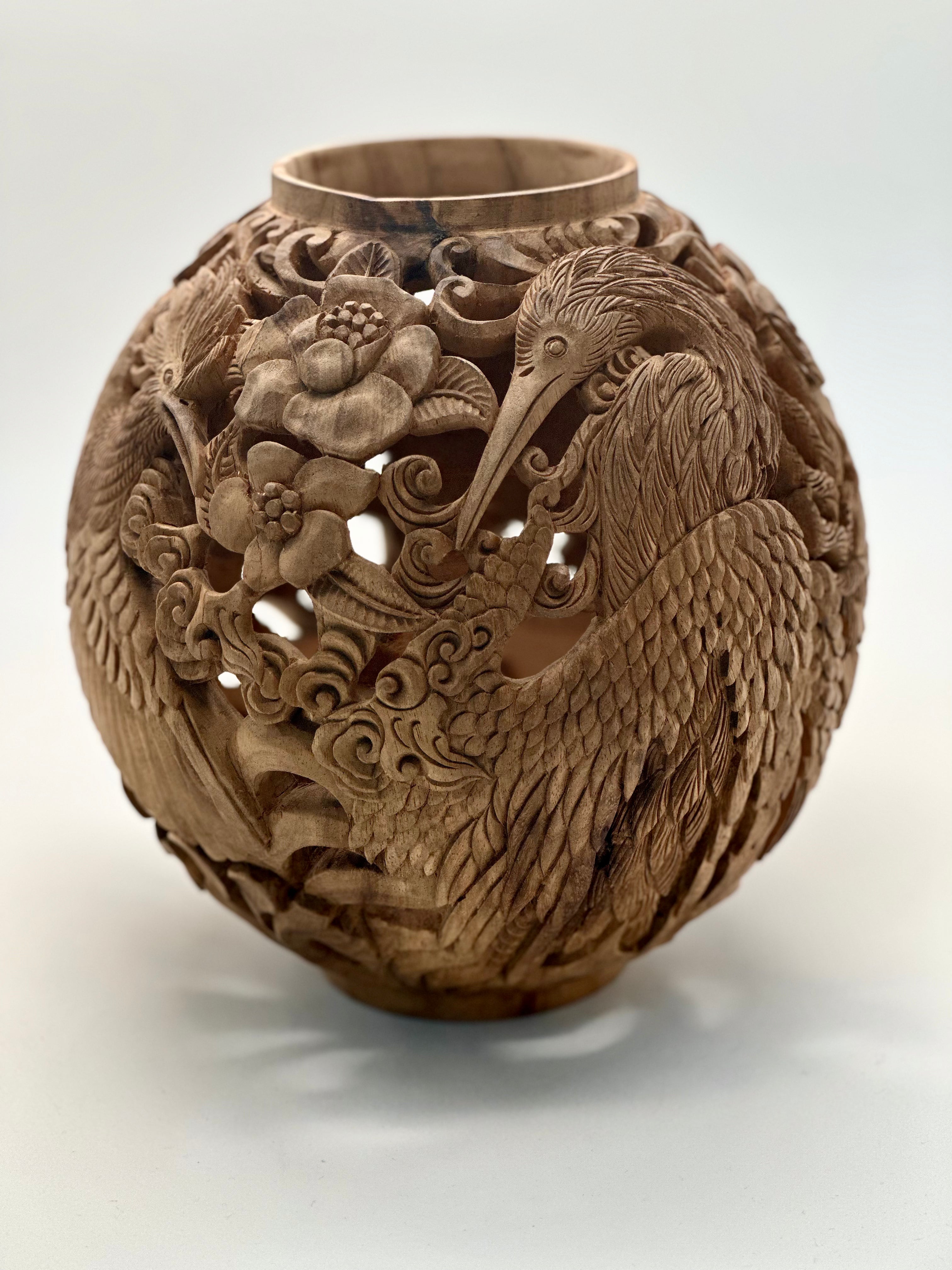 Conference of the Birds Wood Carved Vases Wood Blumera