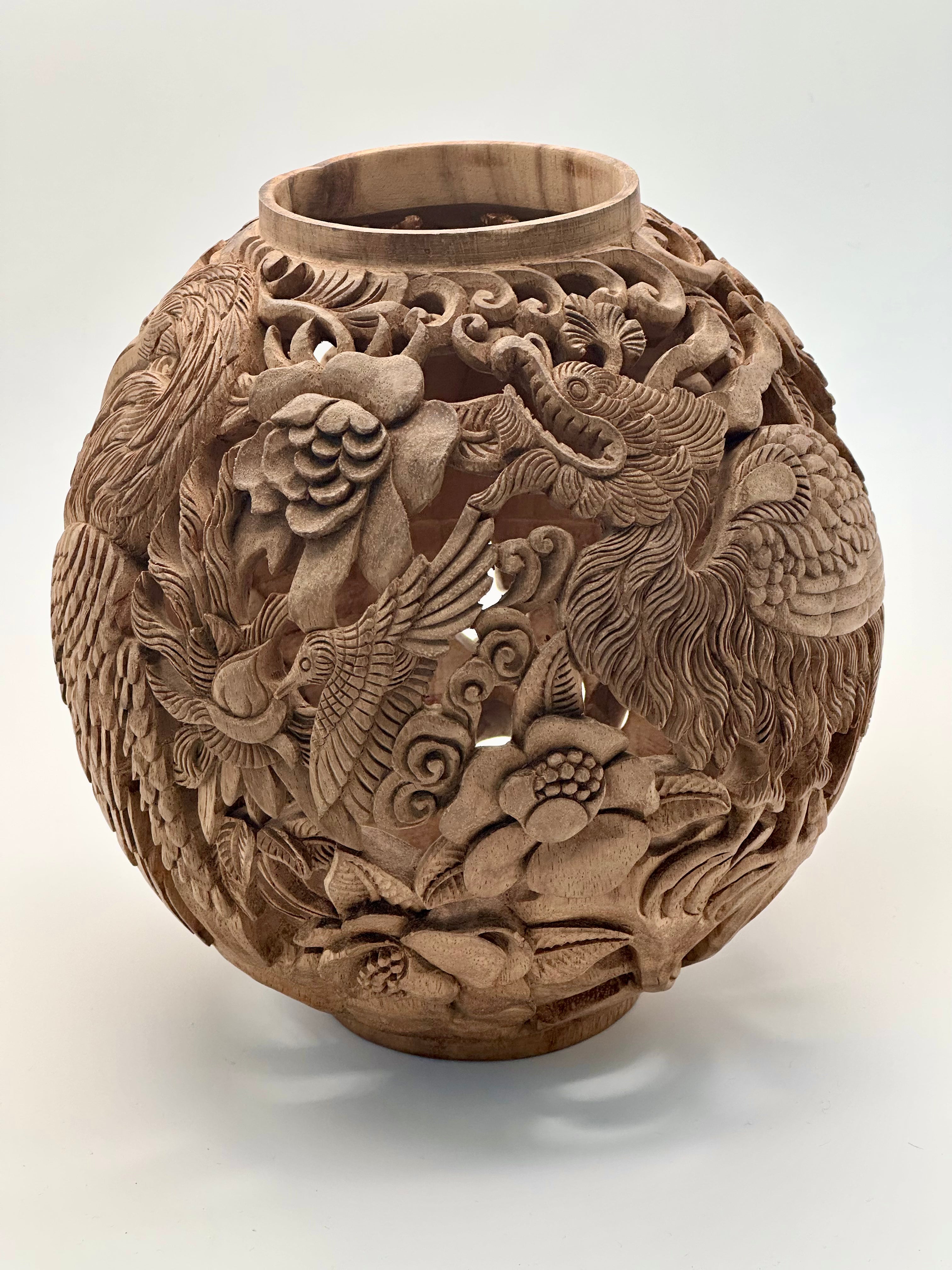 Conference of the Birds Wood Carved Vases Wood Blumera