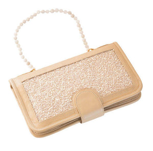 Elizabeth Patterson Classic Clutch in Cream with Mother of Pearl - Blumera