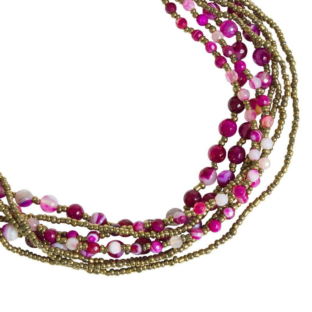 Fire Agate Stone Beaded Necklace - Blumera