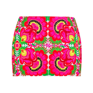 Fully Embroidered Mini Skirt - Blumera