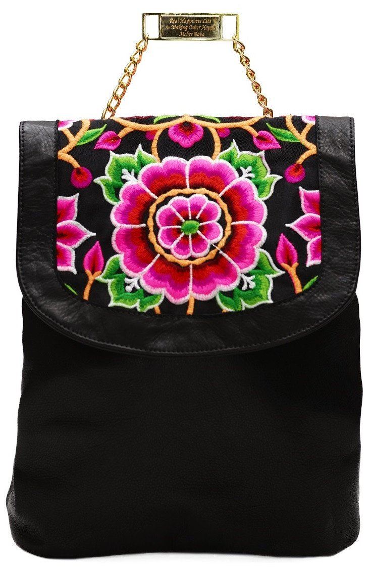 Nonny Black Embroidered Backpack Black