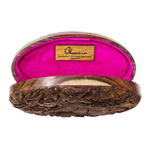 Oval Sonokeling Wood Carved Clutch - Limited Edition - Blumera