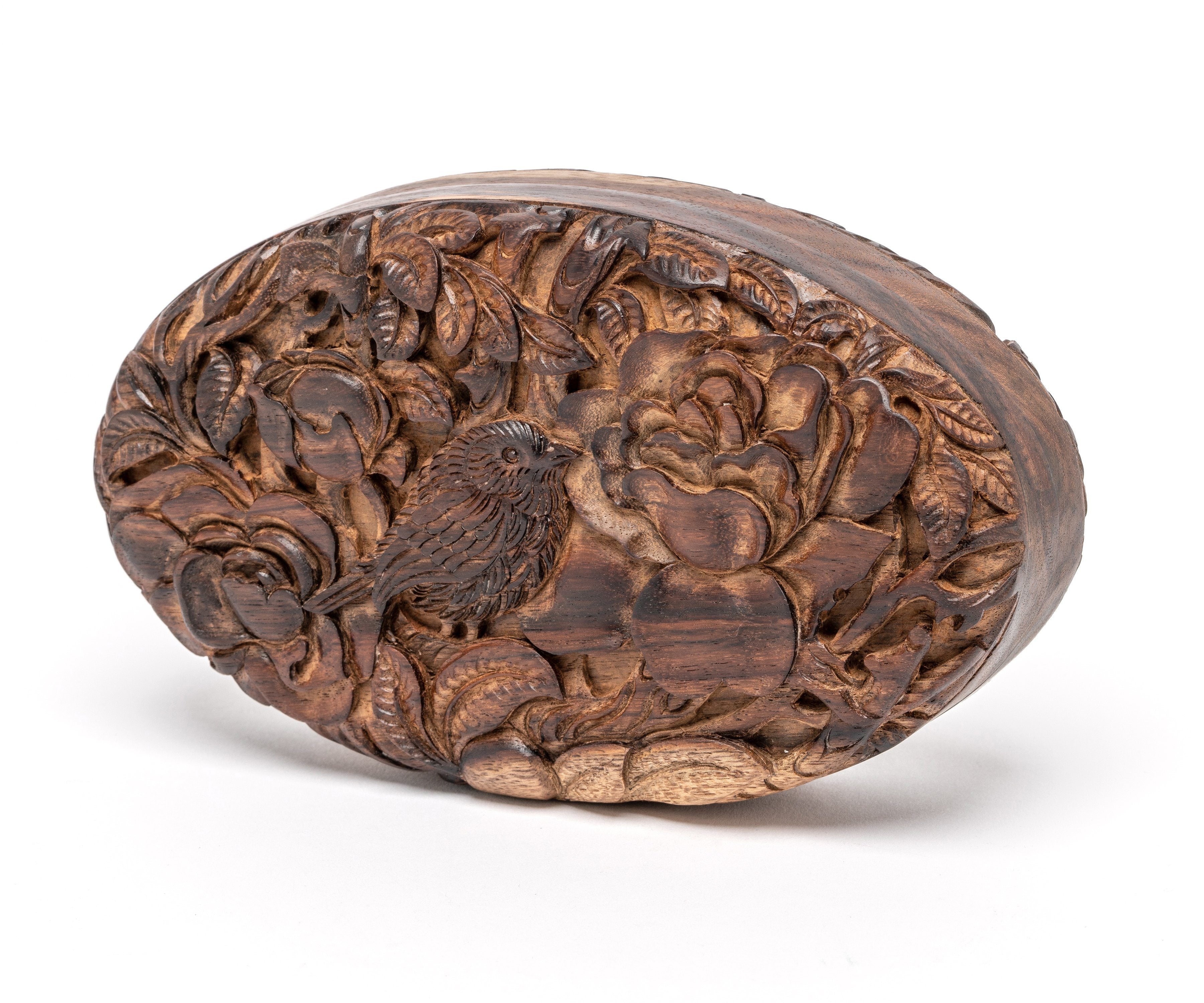 Oval Wood Carved Clutch - Sustainable Suar Wood - Blumera