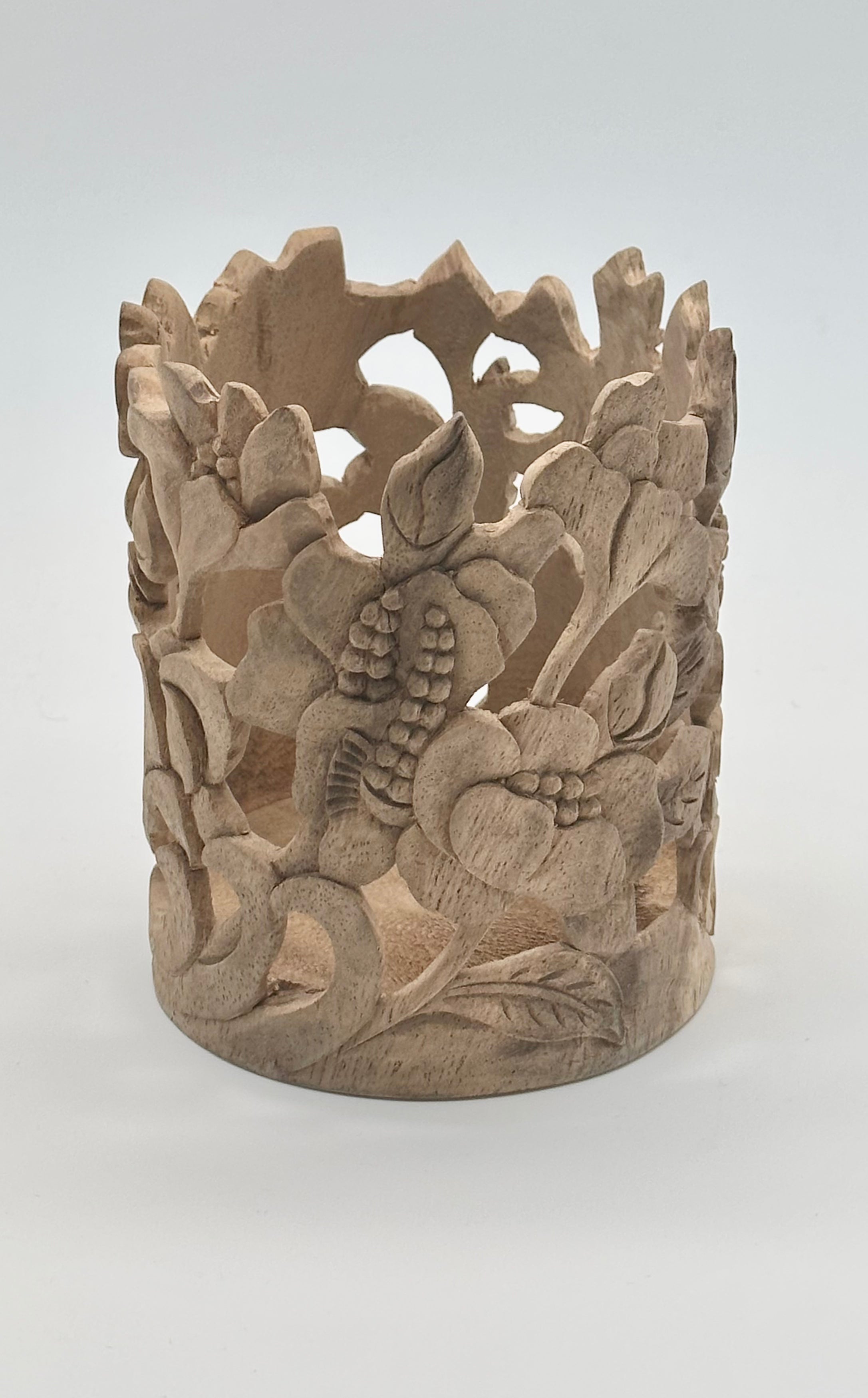 Poppies Carved Wood Vases and Glass Covers Wood Blumera 11 cm