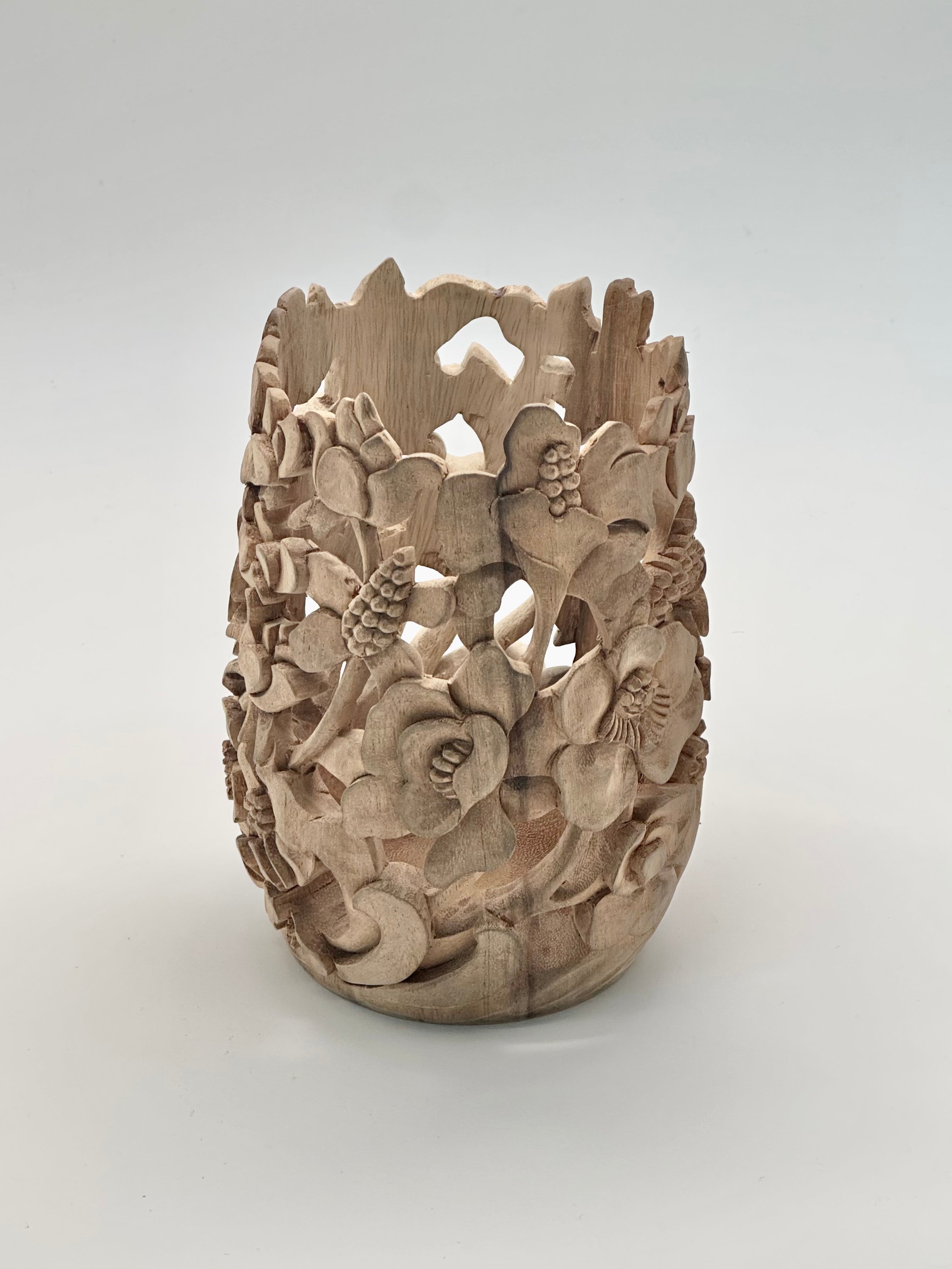 Poppies Carved Wood Vases and Glass Covers Wood Blumera 16 cm