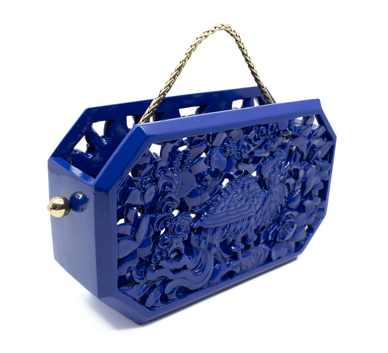 Poppies Octagon Clutch in Lacquered Blue Blumera