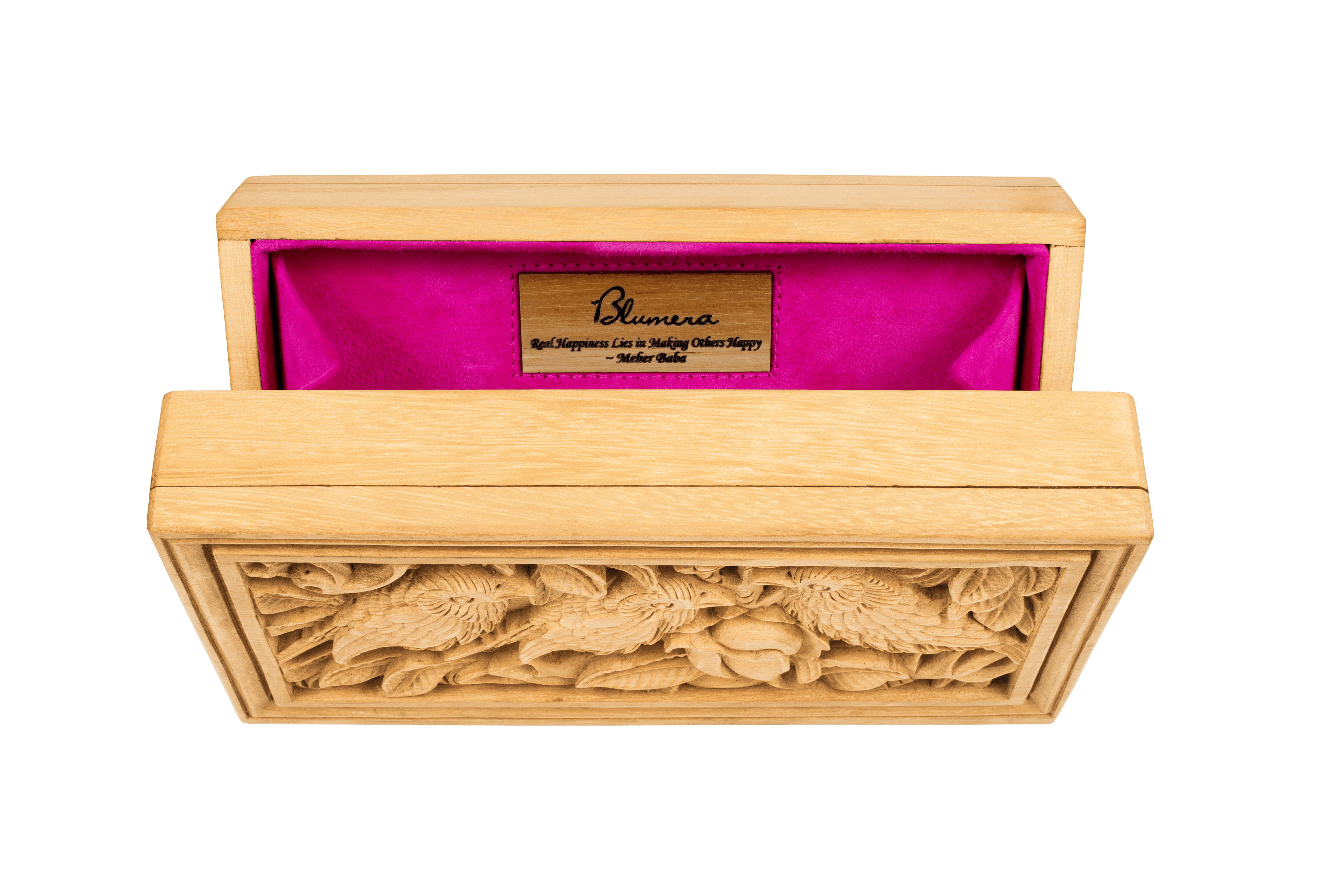 Rectangle Wood Carved Clutch - Sustainable Jackfruit Wood - Blumera