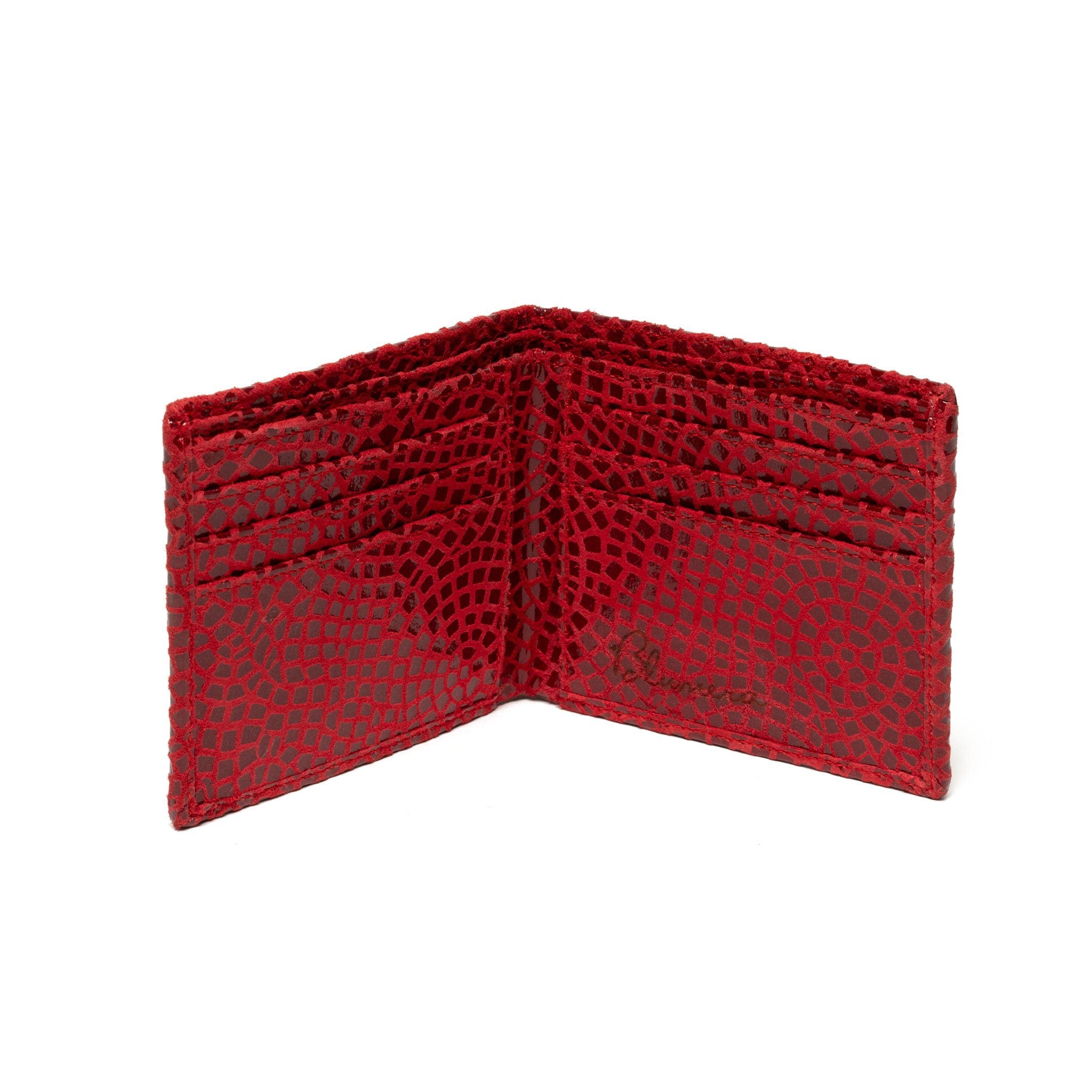 Red Cut Suede Wallet - Blumera