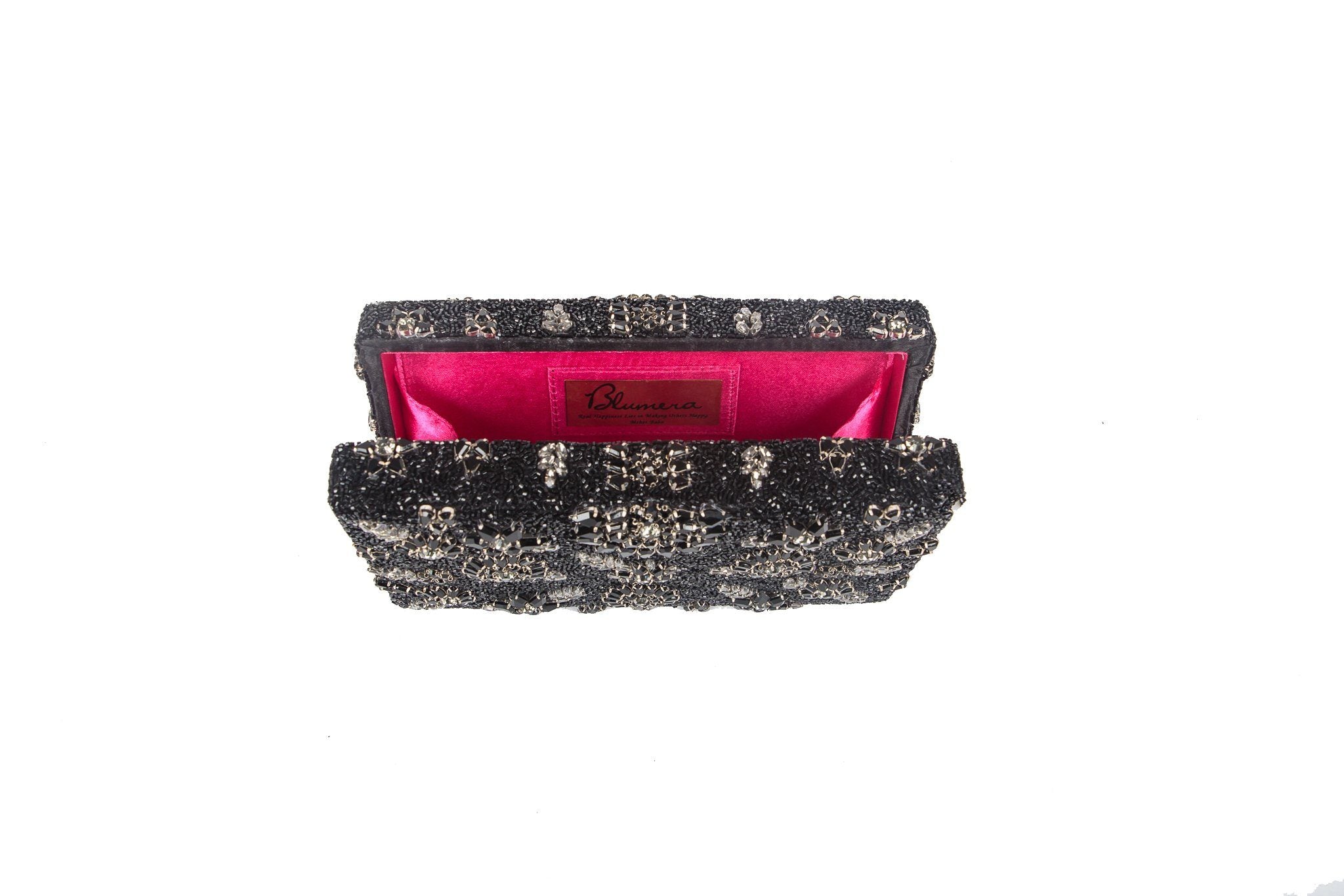 Shooting Star Crystal Encrusted Clutch - Black - Blumera