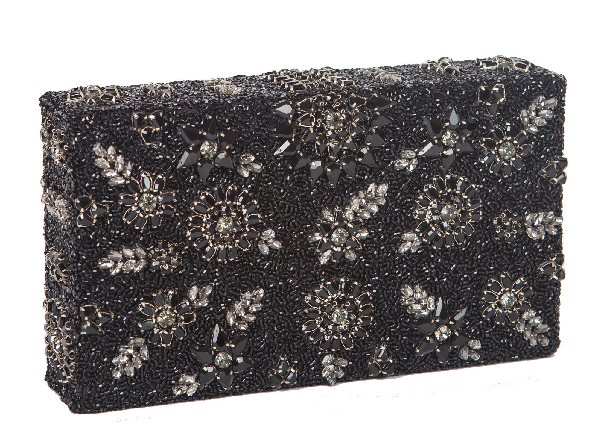 Shooting Star Crystal Encrusted Clutch - Black - Blumera