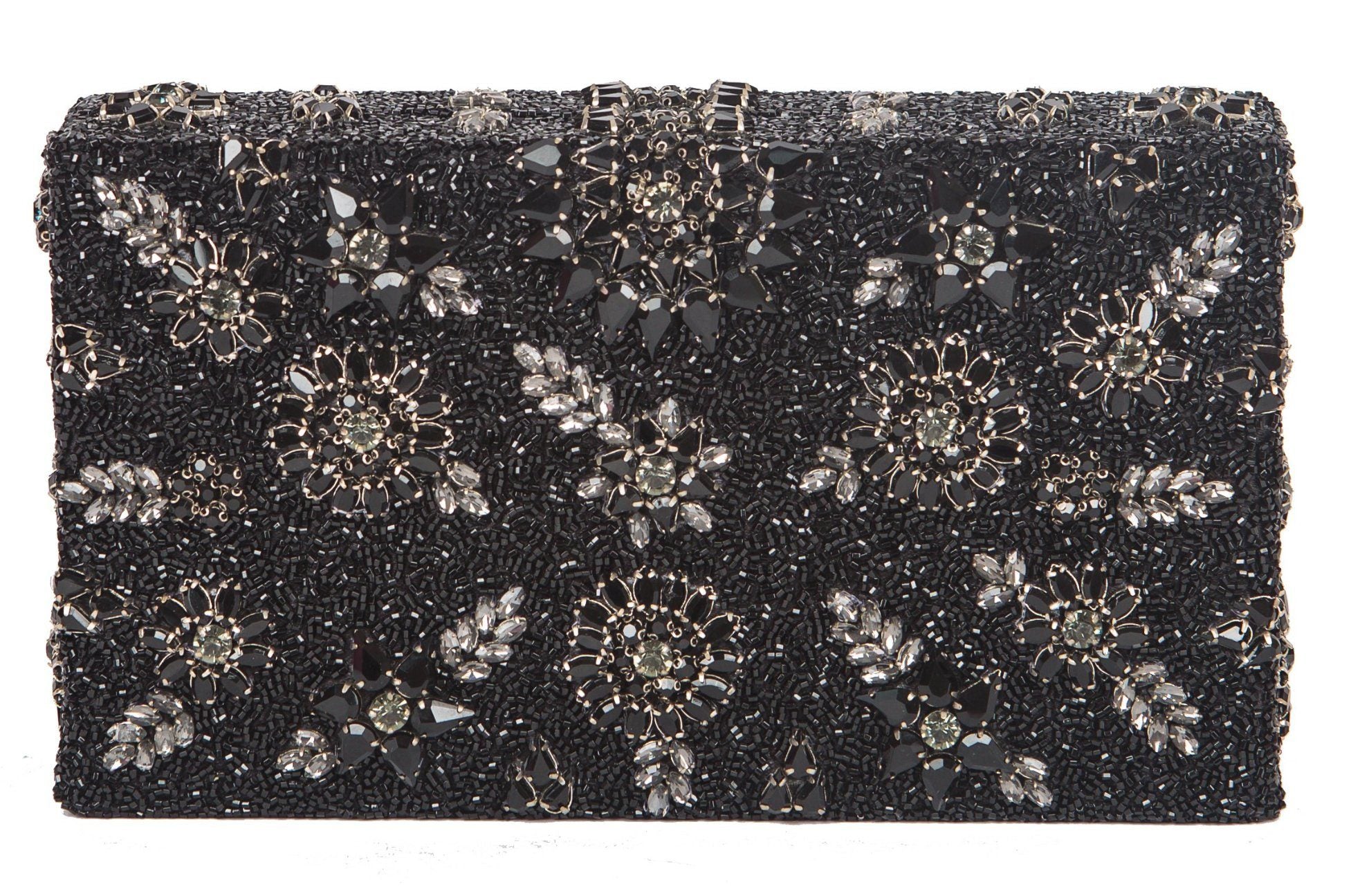 Shooting Star Crystal Encrusted Clutch - Black - Blumera