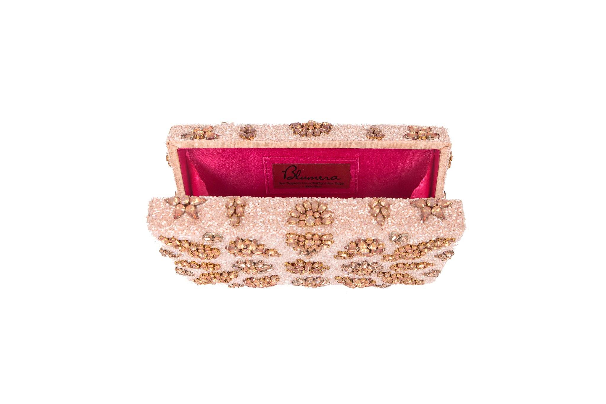 Shooting Star Crystal Encrusted Clutch - Blush - Blumera