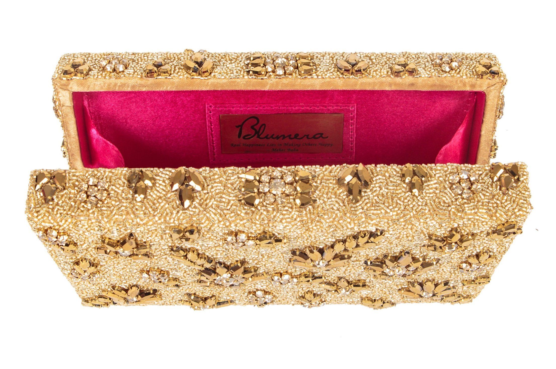 Shooting Star Crystal Encrusted Clutch - Matte Gold - Blumera