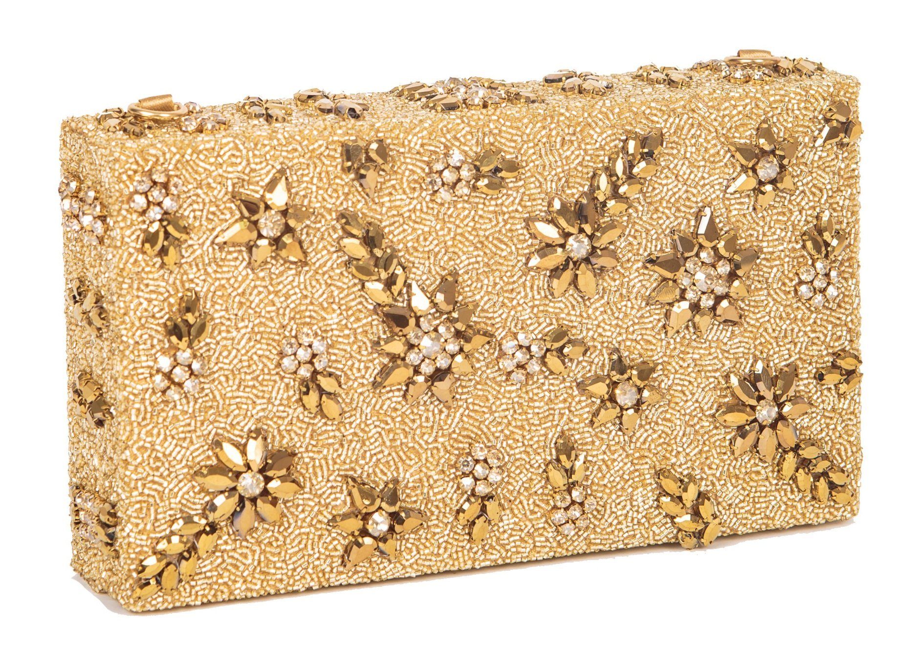 Shooting Star Crystal Encrusted Clutch - Matte Gold - Blumera