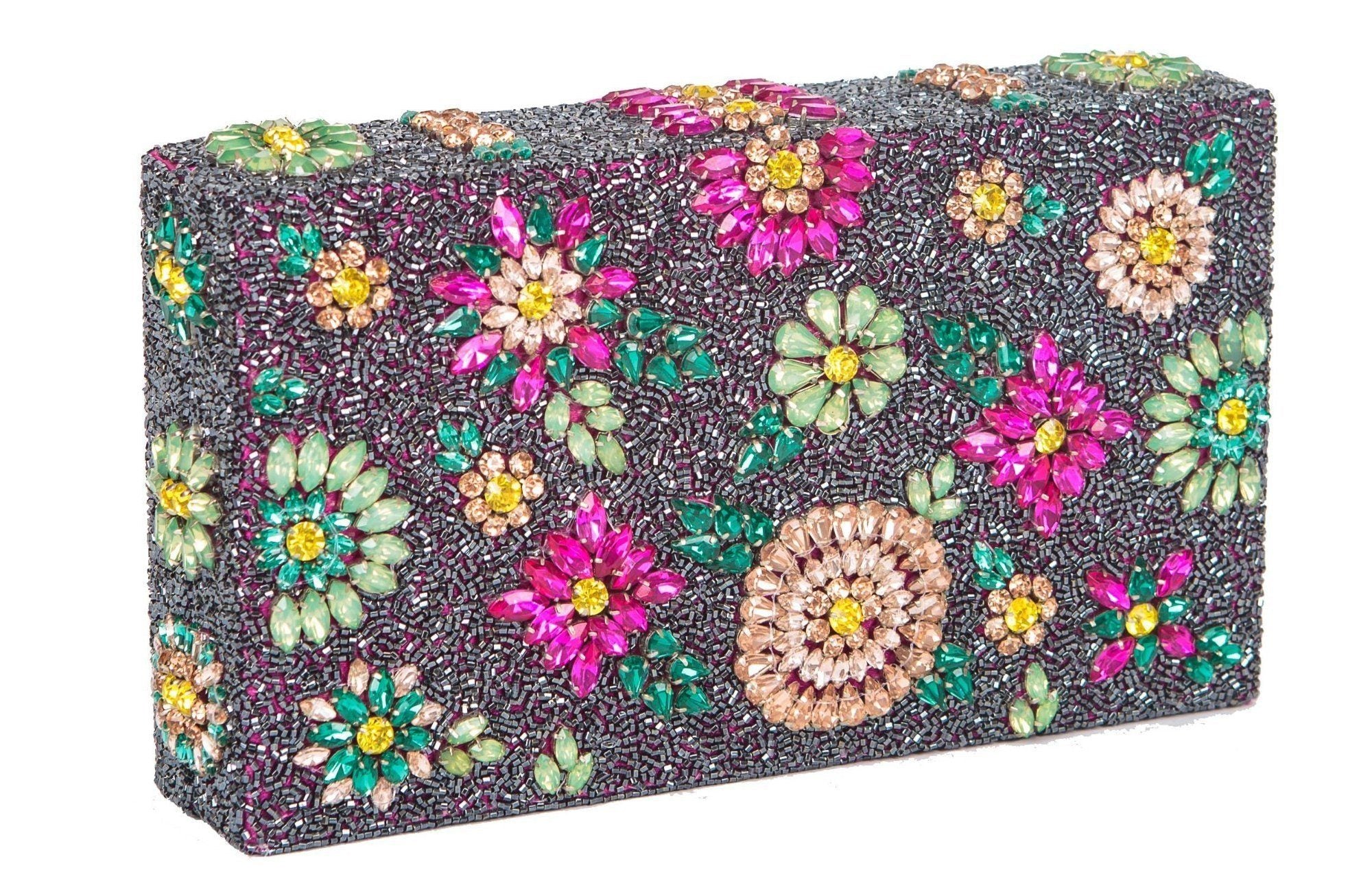 Shooting Star Crystal Encrusted Clutch - Multi Color - Blumera