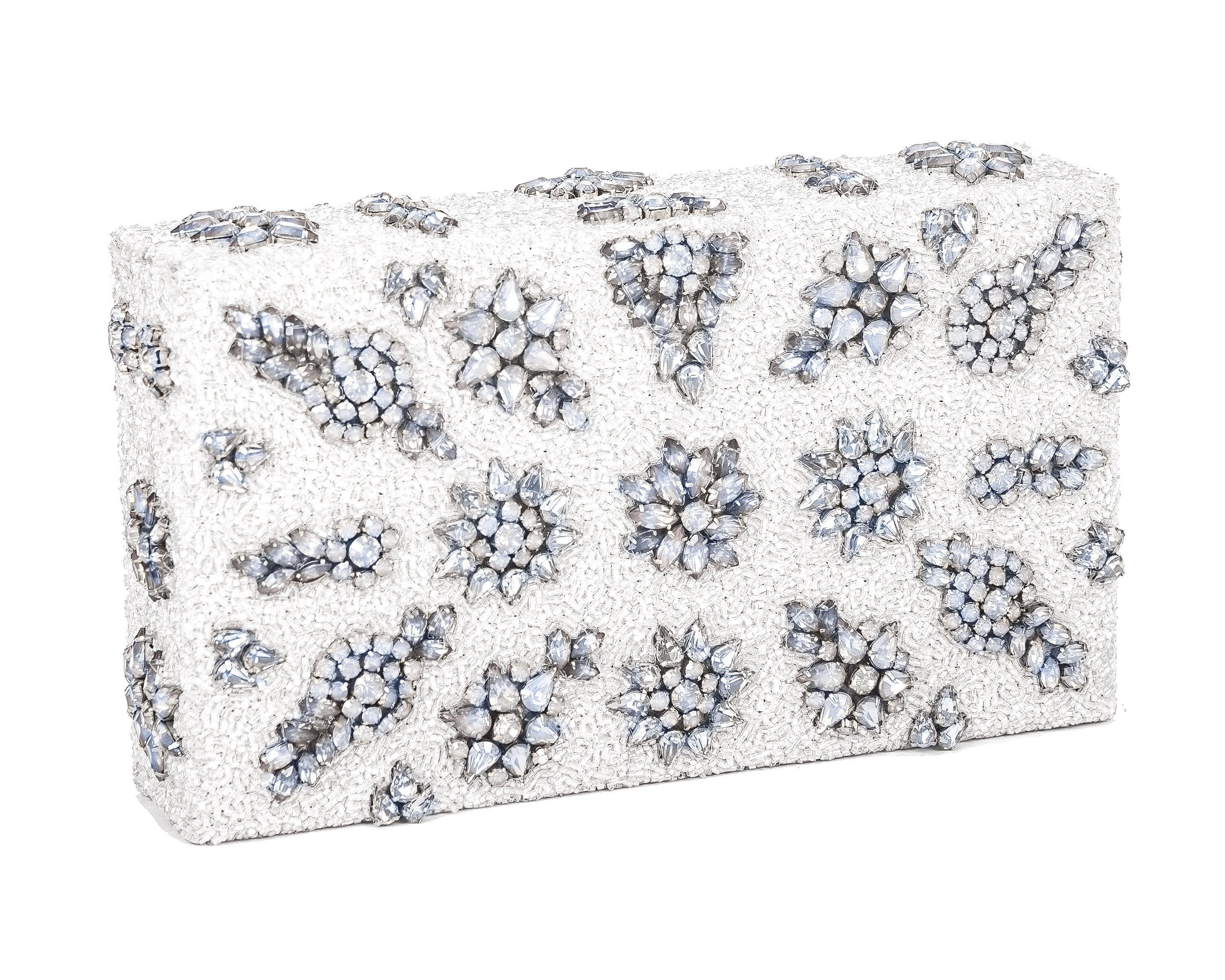 Shooting Star Crystal Encrusted Clutch - White - Blumera